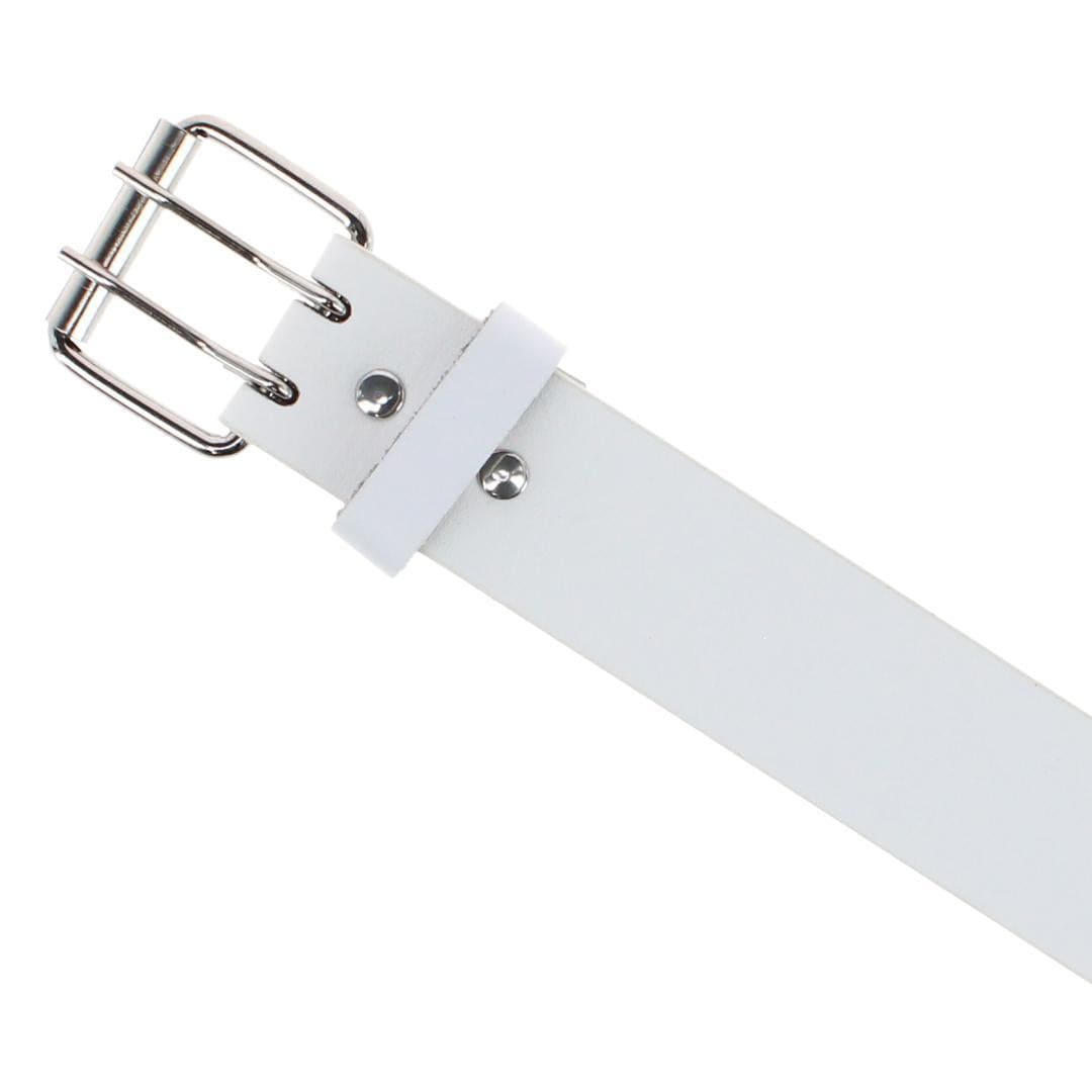 CTM® Girl's Double Grommet Casual Belt with Roller Buckle - White