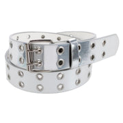 Girl's Metallic Double Grommet Casual Belt with Roller Buckle