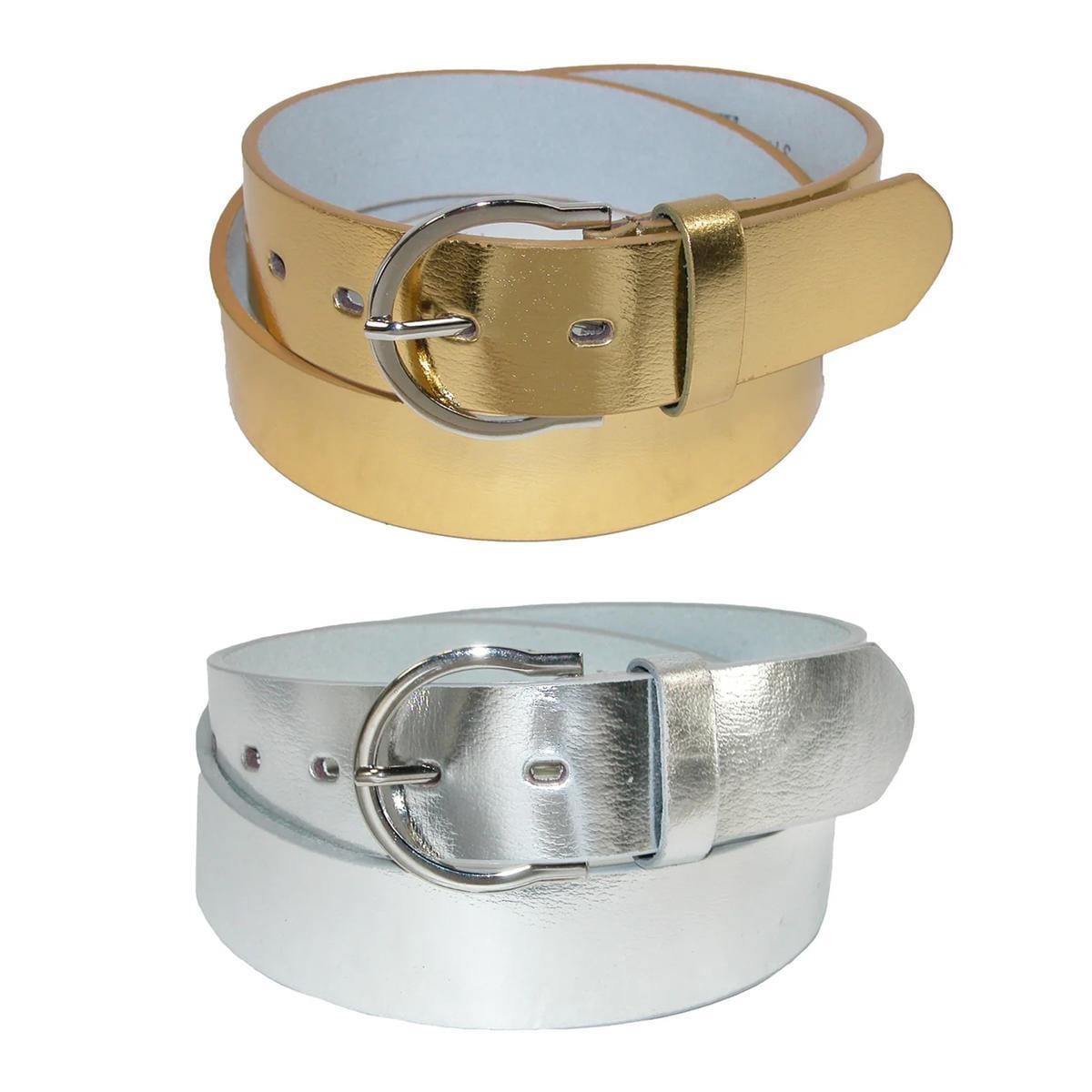 CTM® Womens 1 3/8 Inch Wide Basic Bridle Belt - Silver & Gold