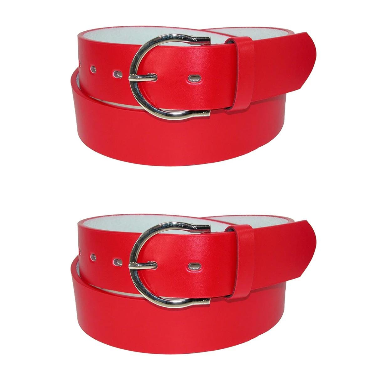 CTM® Womens 1 3/8 Inch Wide Basic Bridle Belt Twin Pack - Red