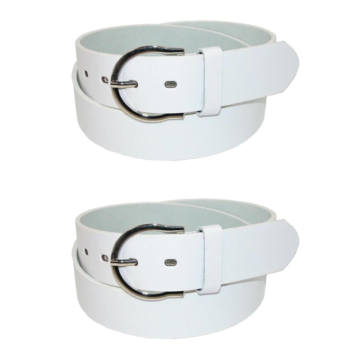 CTM® Womens 1 3/8 Inch Wide Basic Bridle Belt Twin Pack - White
