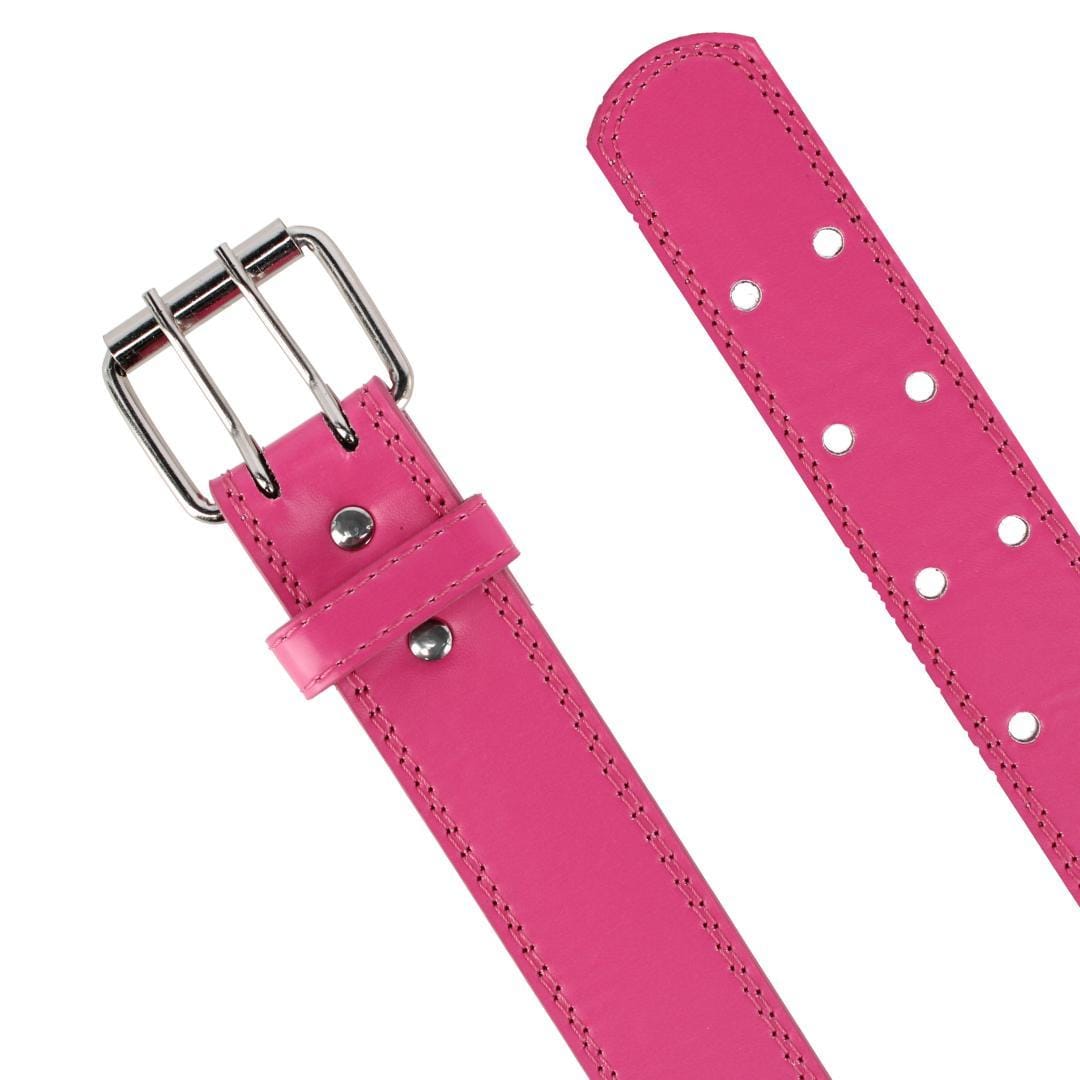 CTM® Girl's Perforated Casual Belt with Roller Buckle - Dark Pink