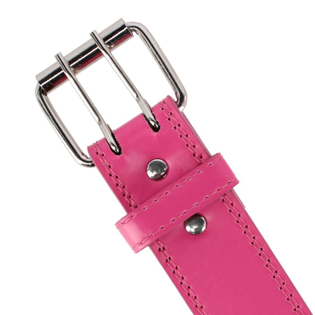 CTM® Girl's Perforated Casual Belt with Roller Buckle - Dark Pink