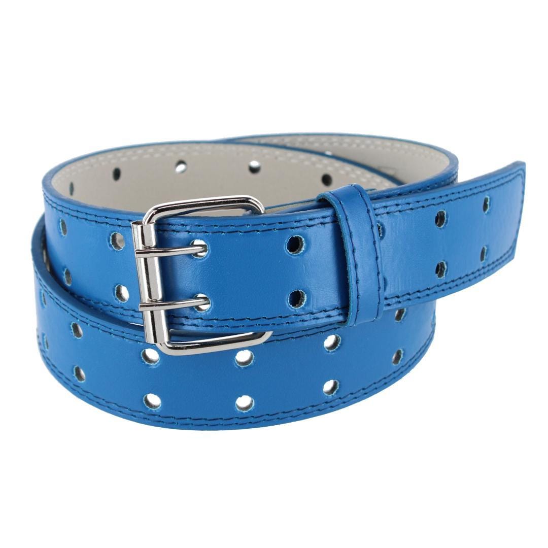 CTM® Girl's Perforated Casual Belt with Roller Buckle - Royal Blue