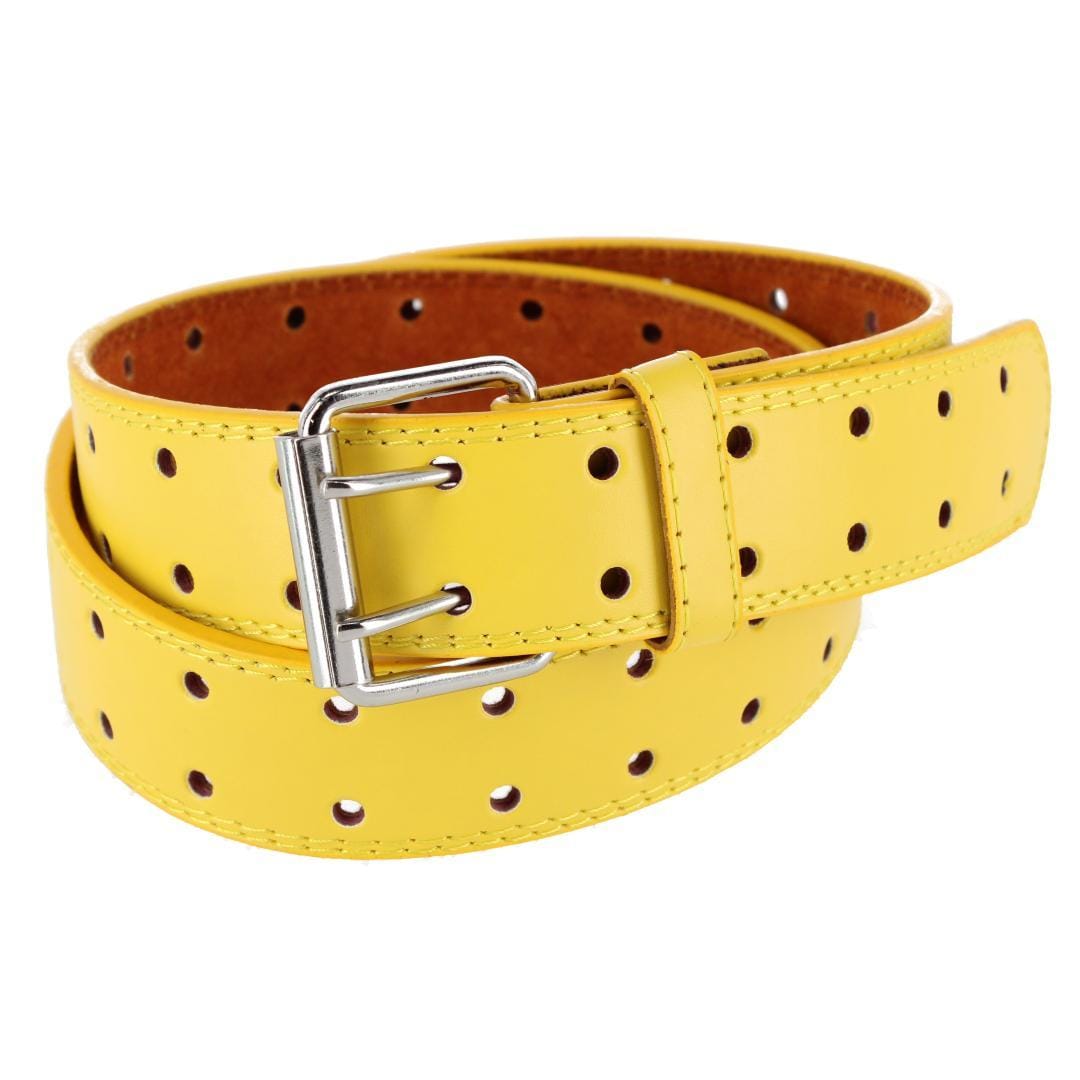 CTM® Girl's Perforated Casual Belt with Roller Buckle - Yellow