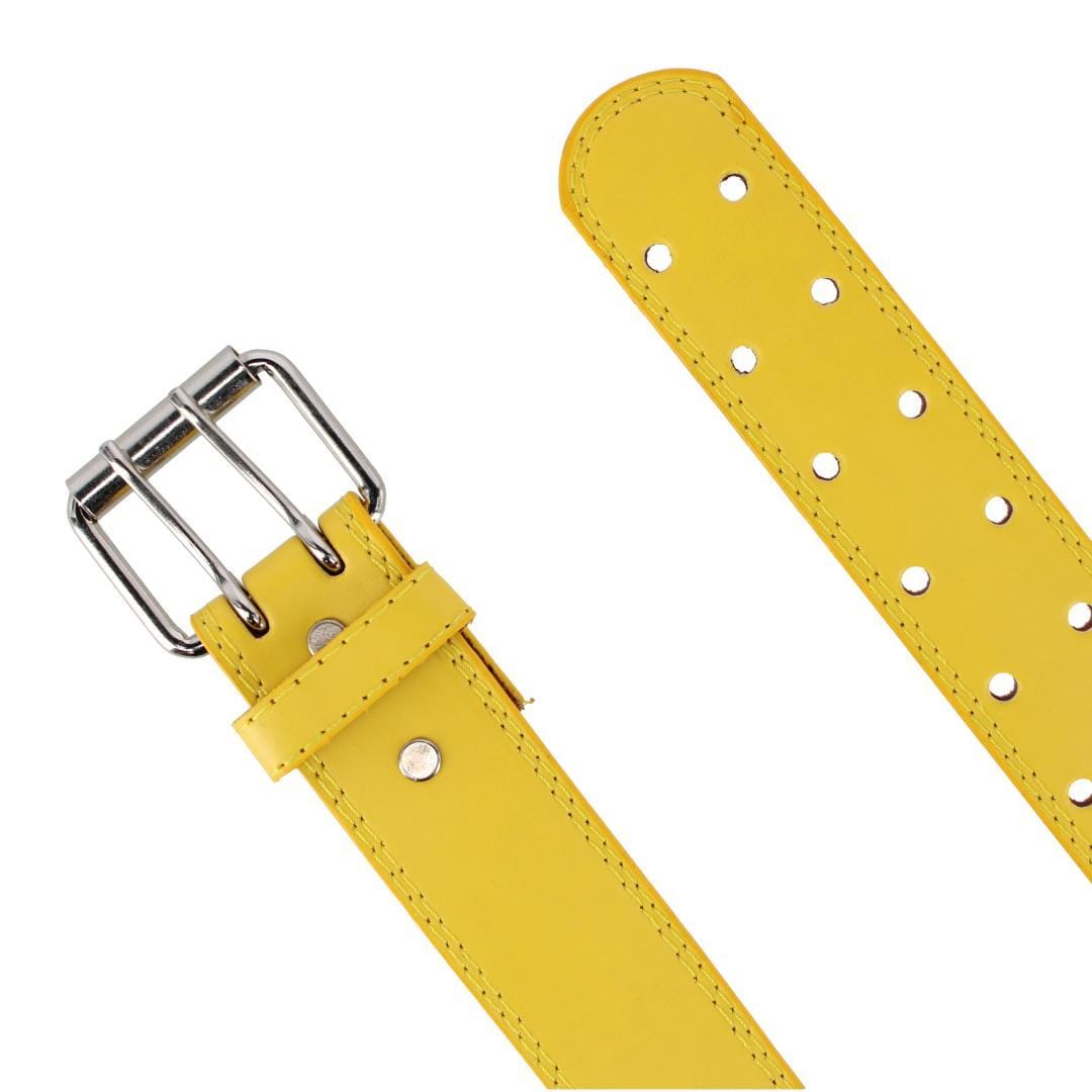 CTM® Girl's Perforated Casual Belt with Roller Buckle - Yellow