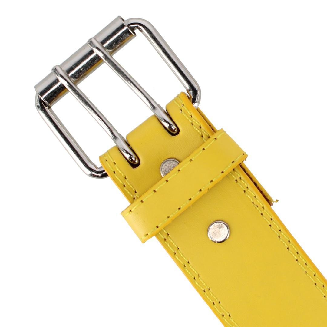 CTM® Girl's Perforated Casual Belt with Roller Buckle - Yellow