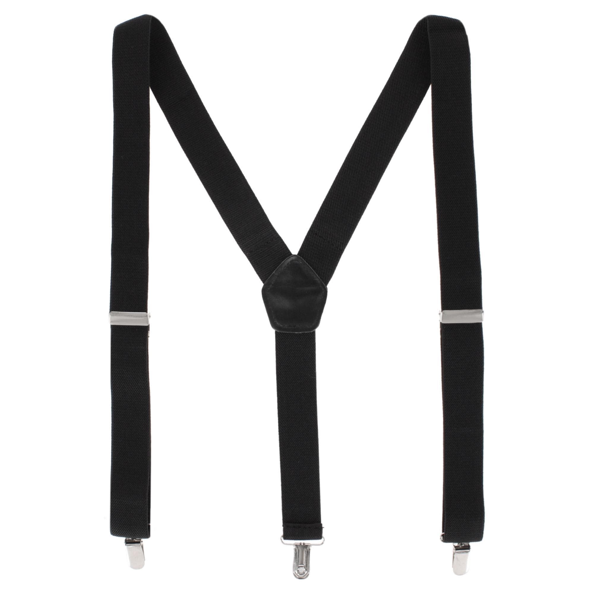 CTM® Men's 1-Inch Wide Elastic Clip End Suspenders - Black