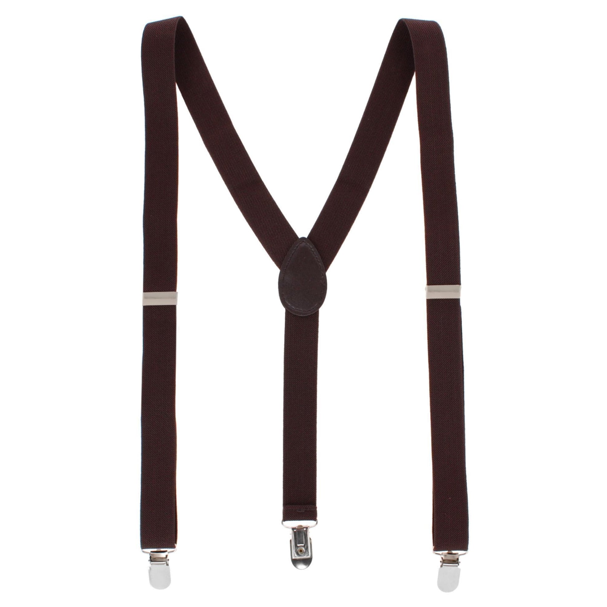 CTM® Men's 1-Inch Wide Elastic Clip End Suspenders - Brown