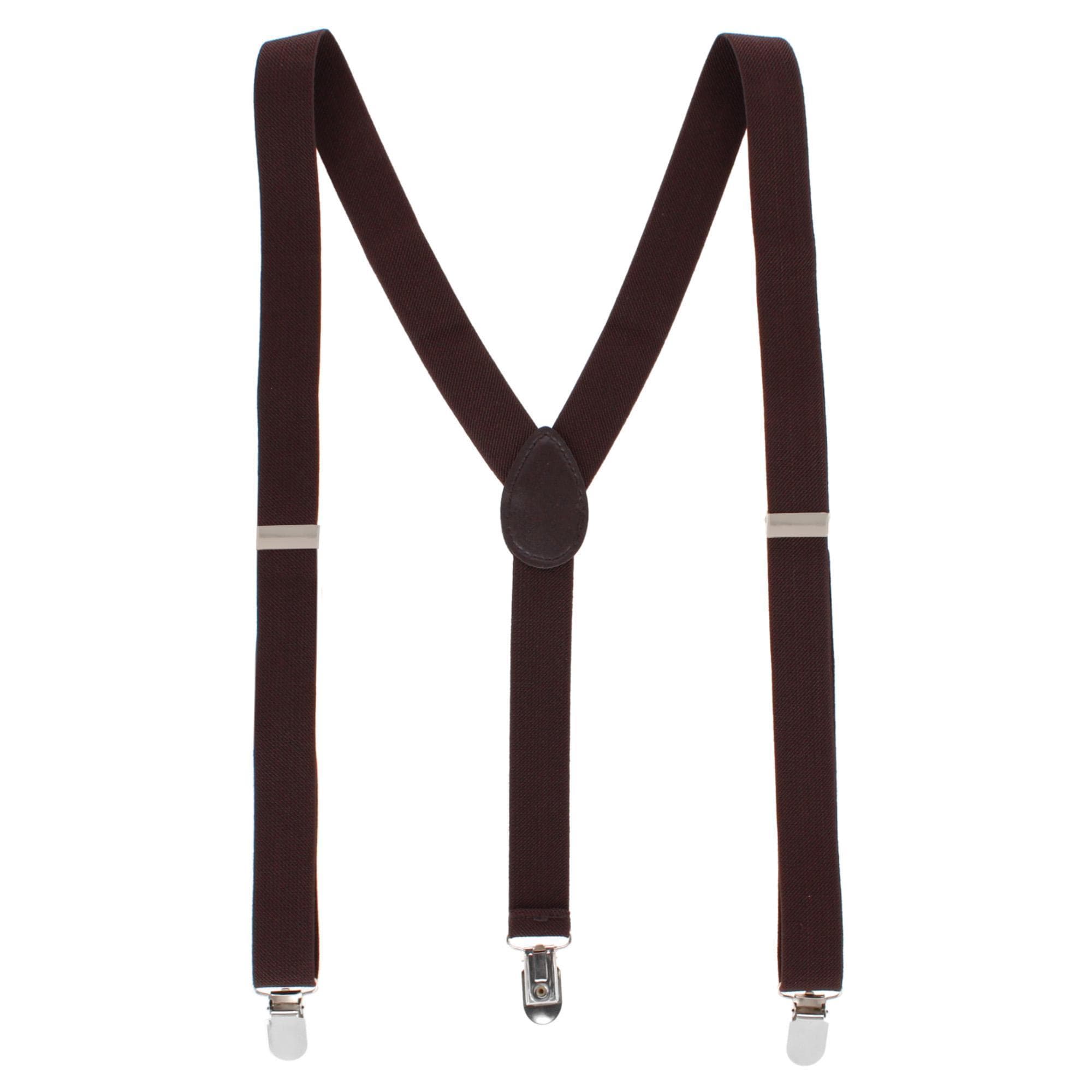 CTM® Men's 1-Inch Wide Elastic Clip End Suspenders - Brown
