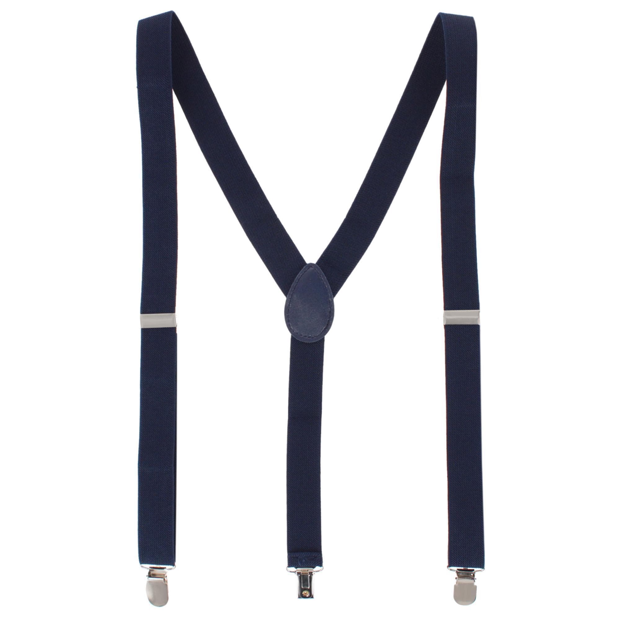 CTM® Men's 1-Inch Wide Elastic Clip End Suspenders - Navy