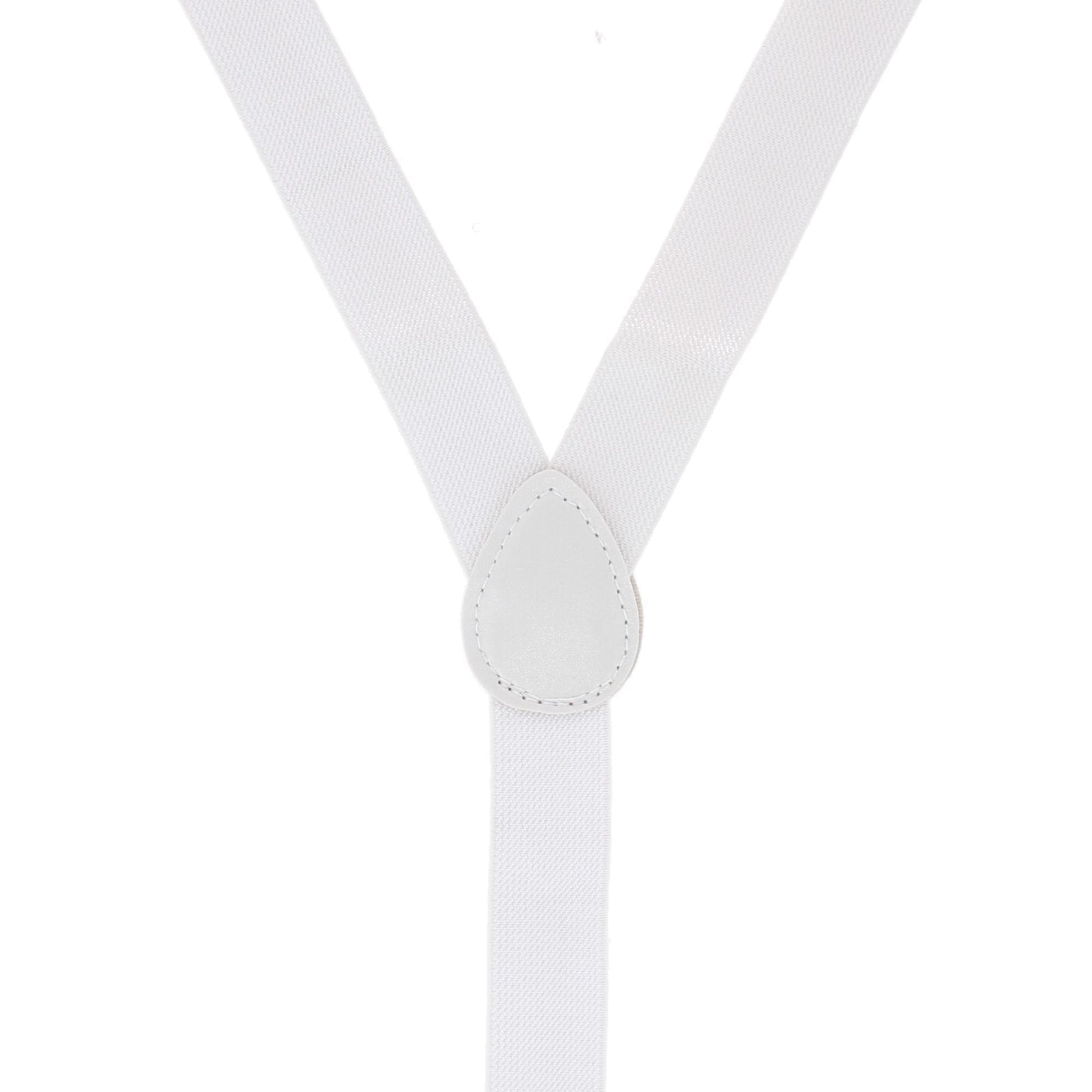 CTM® Men's 1-Inch Wide Elastic Clip End Suspenders - White