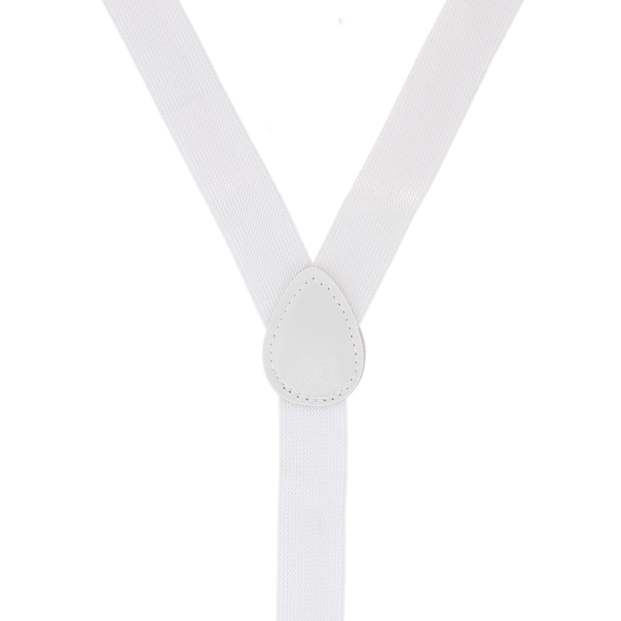 CTM® Men's 1-Inch Wide Elastic Clip End Suspenders - White