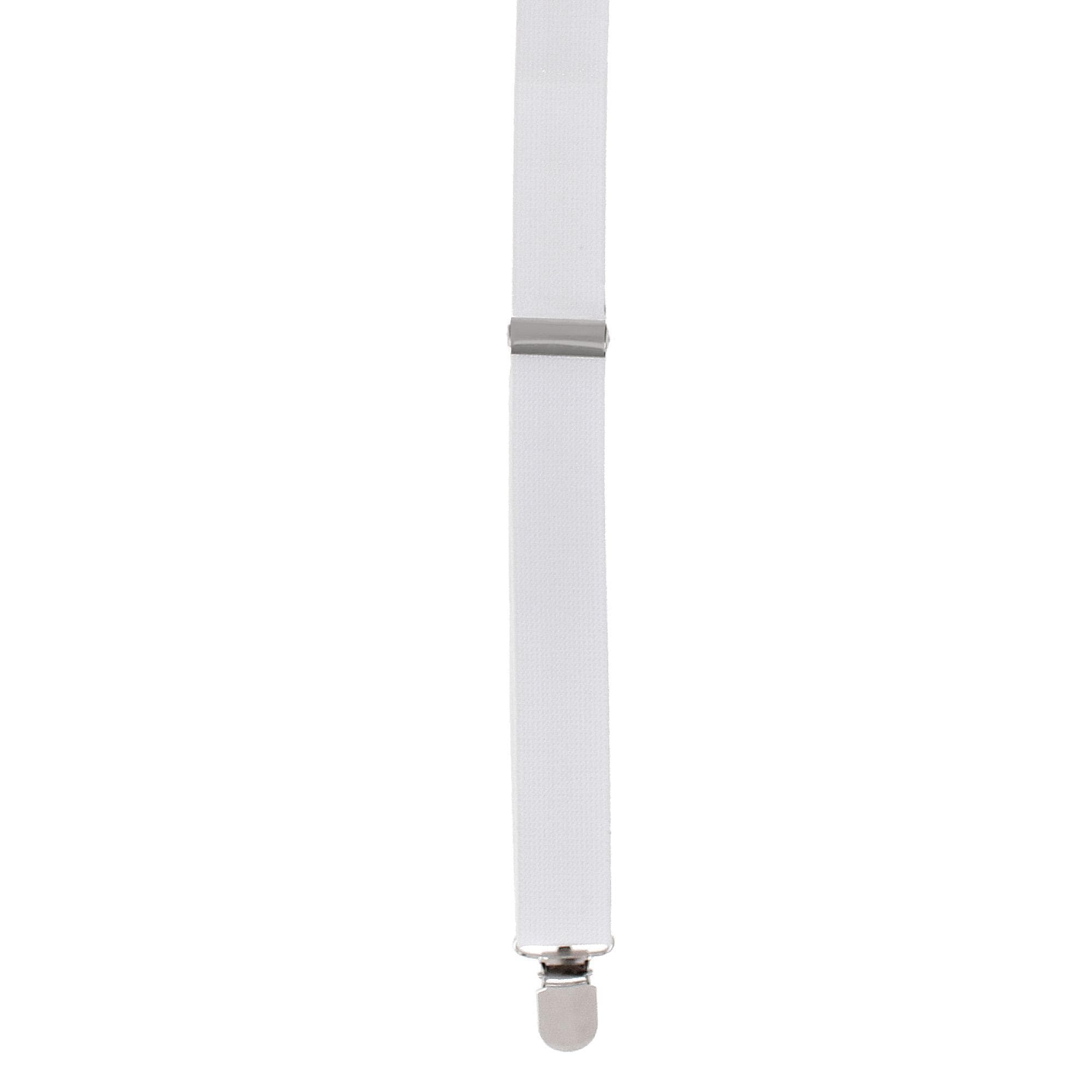 CTM® Men's 1-Inch Wide Elastic Clip End Suspenders - White