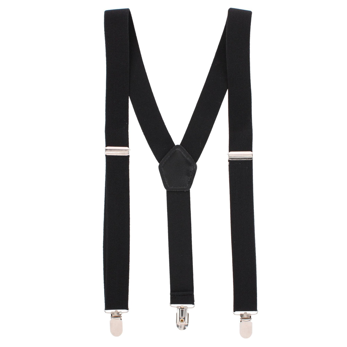 CTM® Men's 1 3/8 Inch Wide Elastic Clip End Suspenders - Black