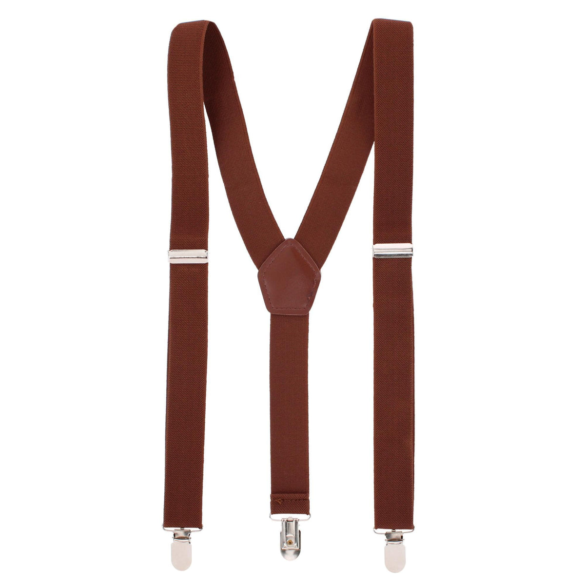 CTM® Men's 1 3/8 Inch Wide Elastic Clip End Suspenders - Brown