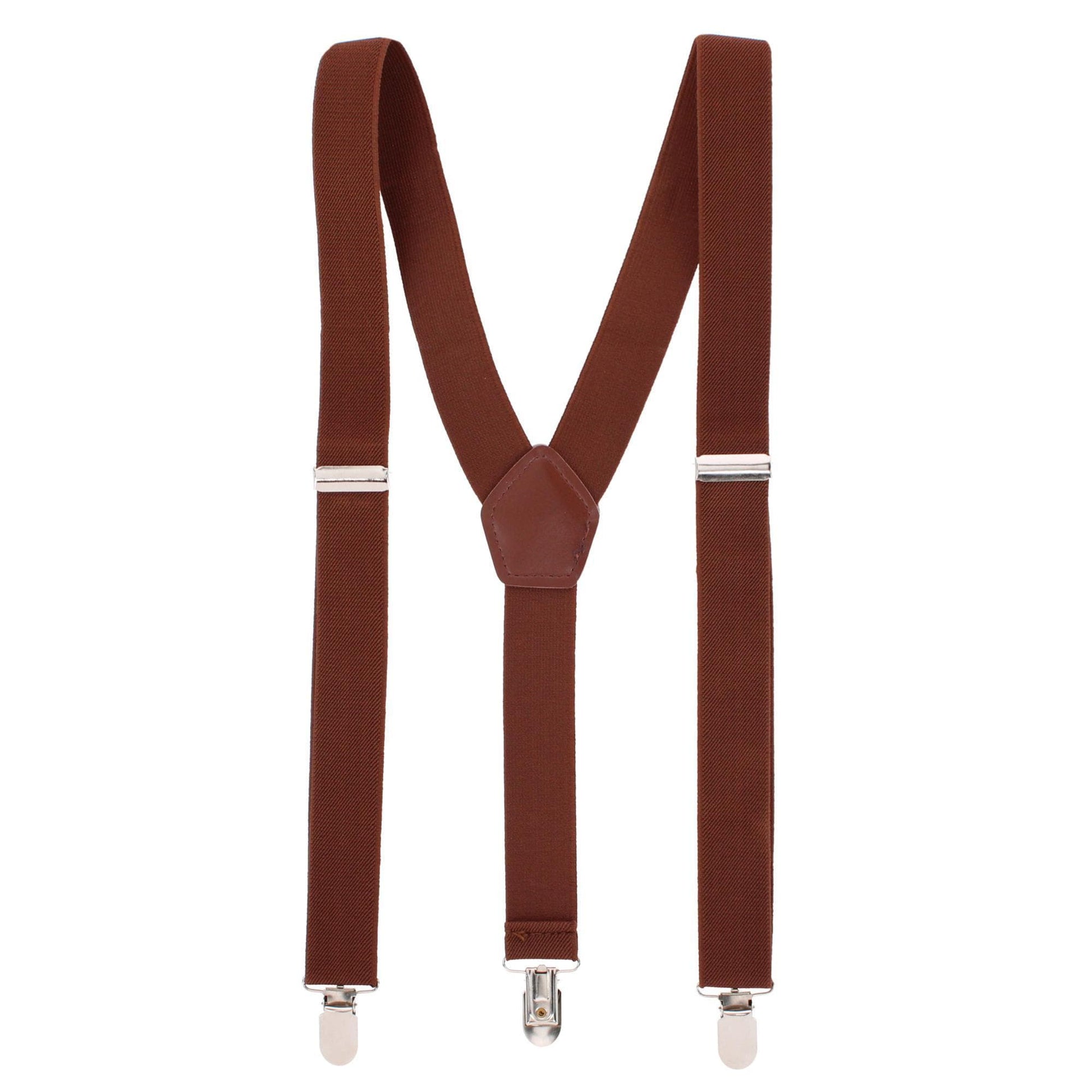 CTM® Men's 1 3/8 Inch Wide Elastic Clip End Suspenders