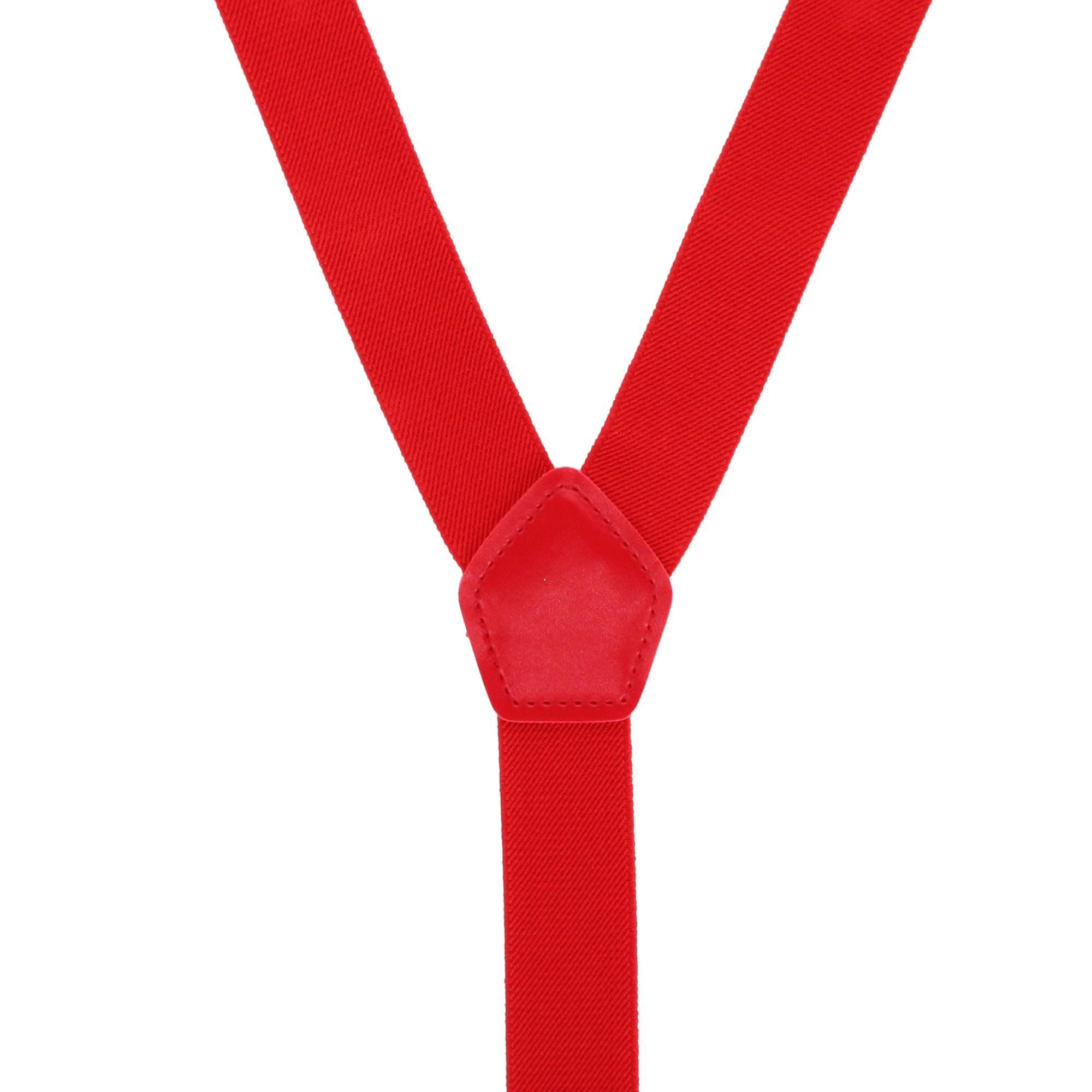 CTM® Men's 1 3/8 Inch Wide Elastic Clip End Suspenders - Red