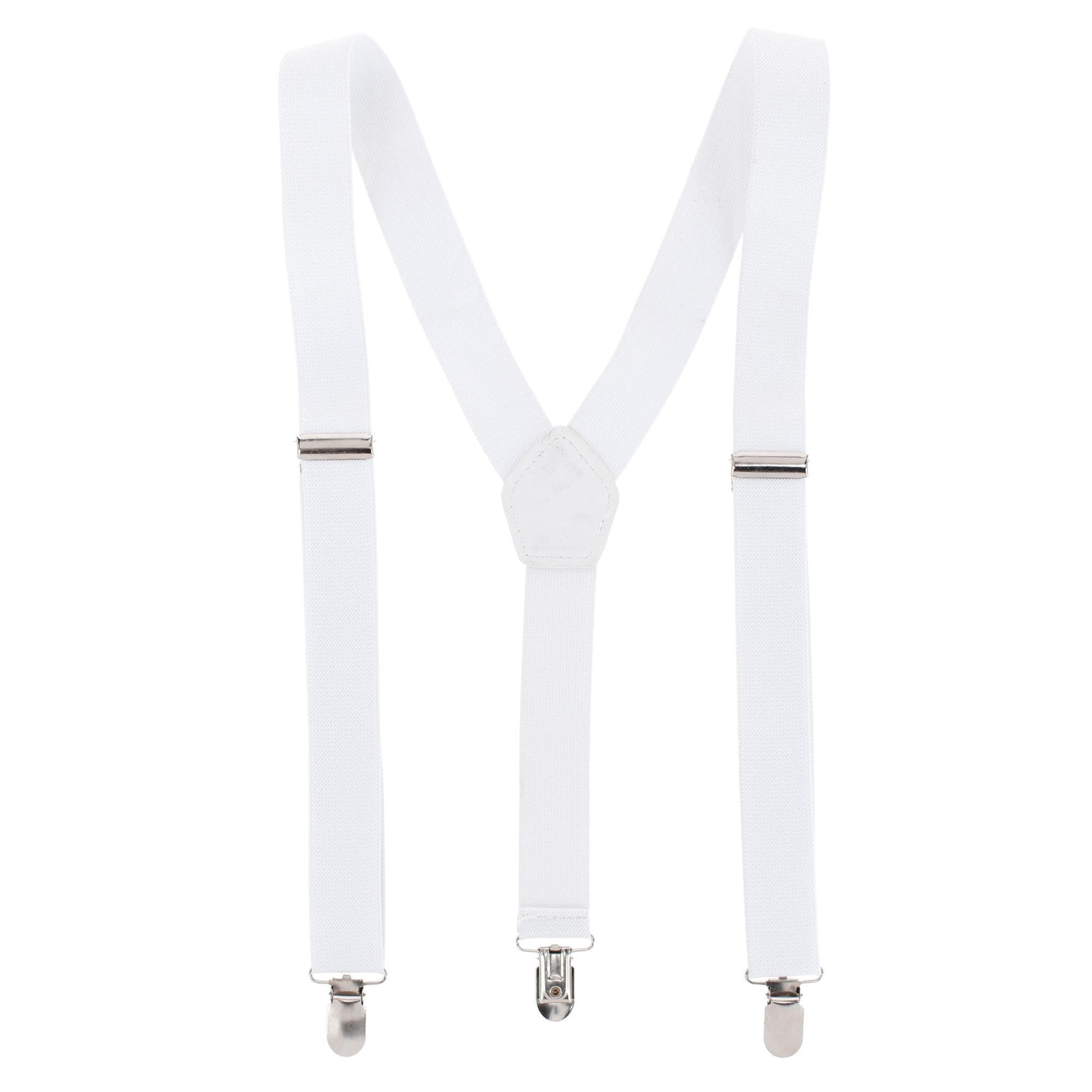 CTM® Men's 1 3/8 Inch Wide Elastic Clip End Suspenders - White