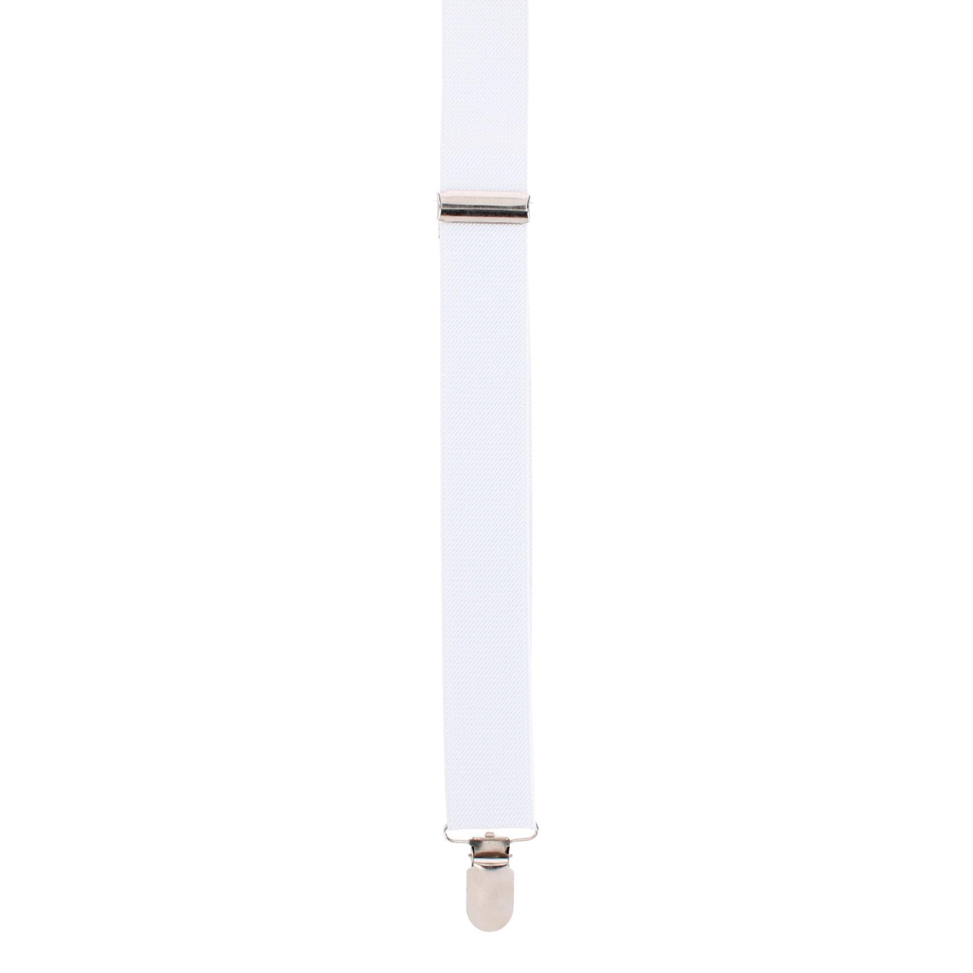 CTM® Men's 1 3/8 Inch Wide Elastic Clip End Suspenders - White