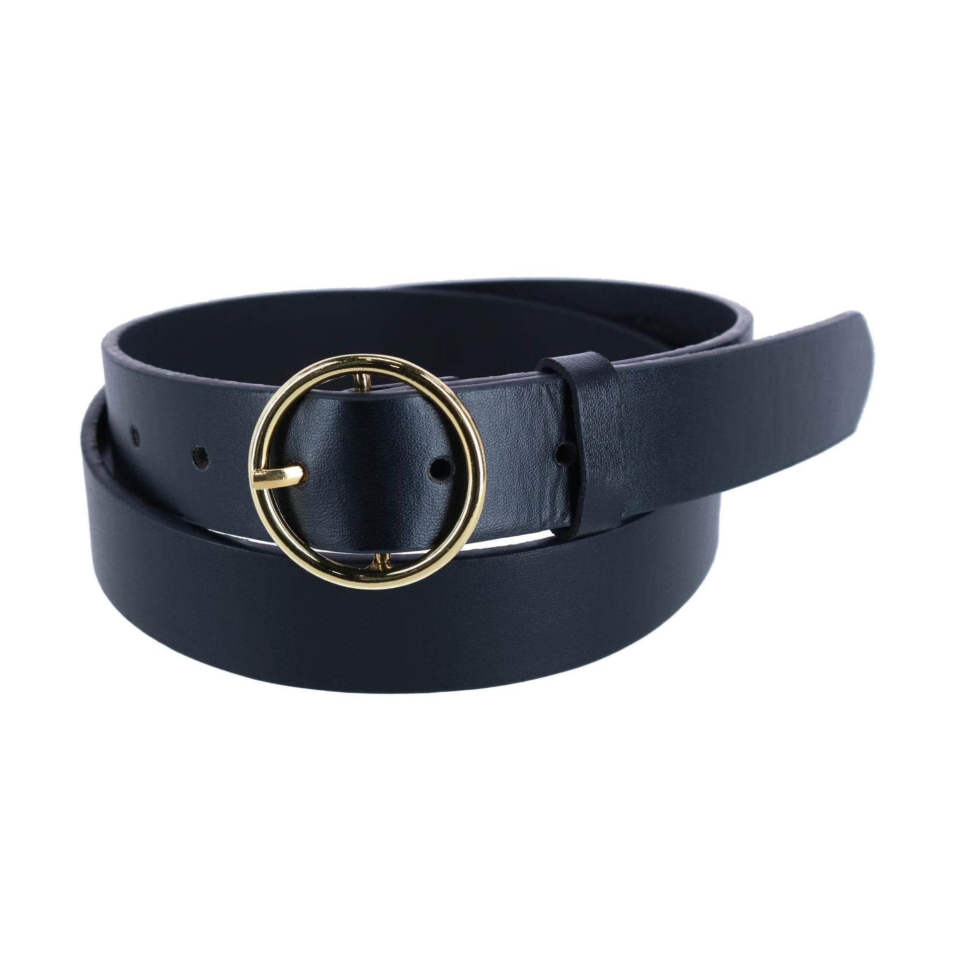 CTM® Women's Thick Rounded Buckle Belt - Black