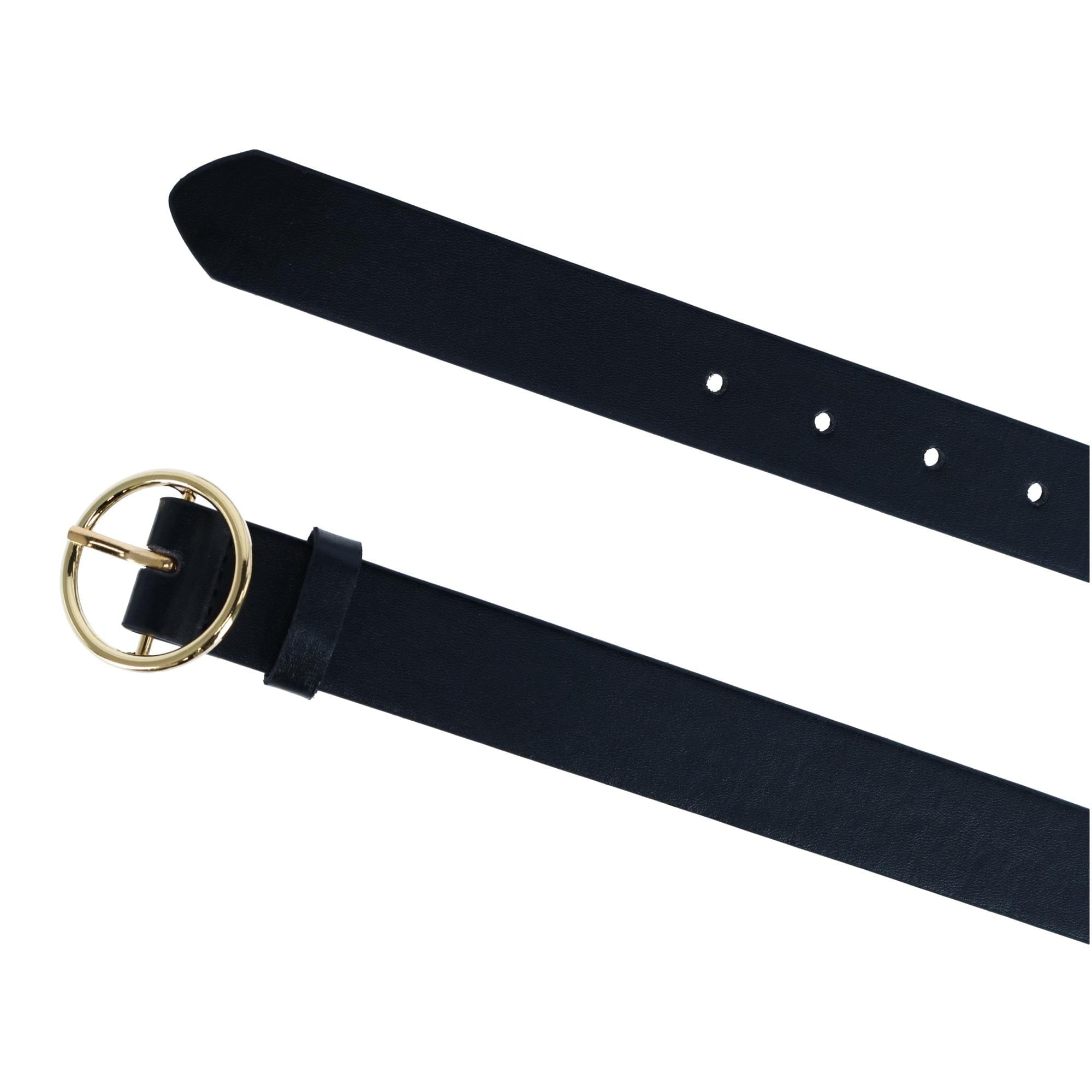 CTM® Women's Thick Rounded Buckle Belt - Black