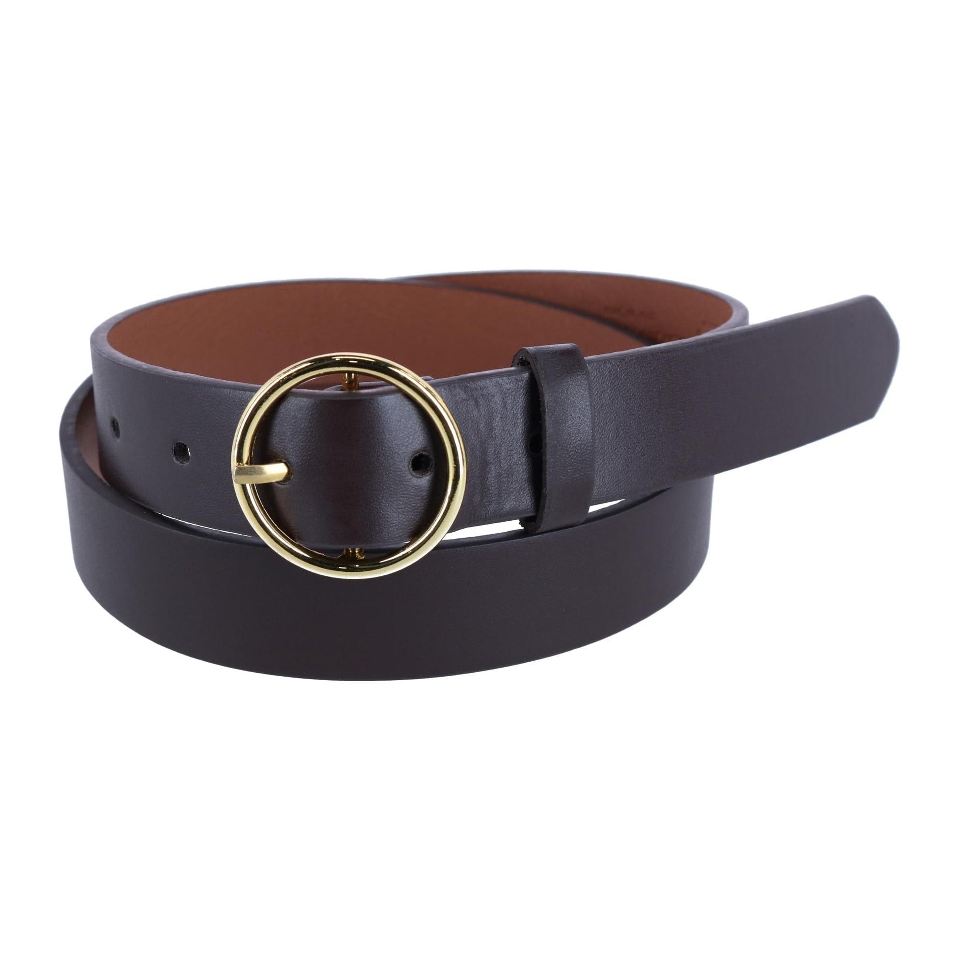 CTM® Women's Thick Rounded Buckle Belt - Brown