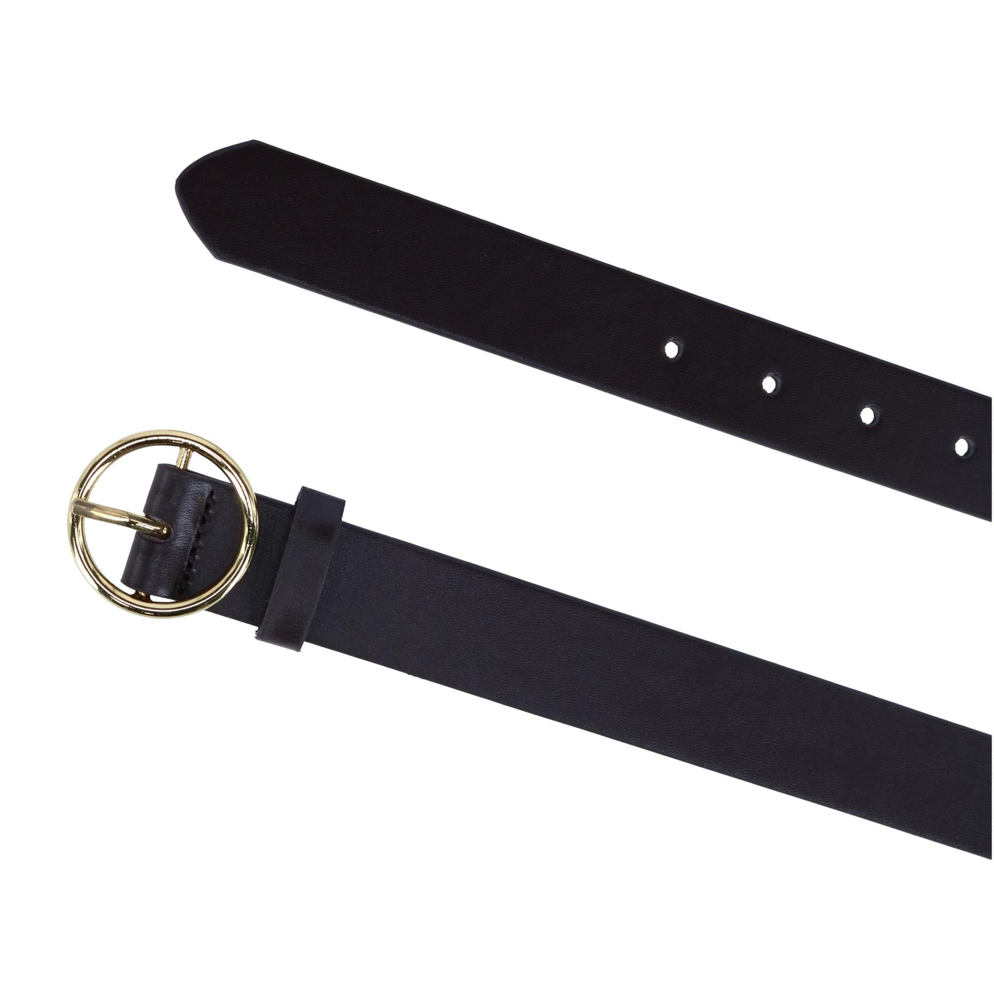 CTM® Women's Thick Rounded Buckle Belt - Brown