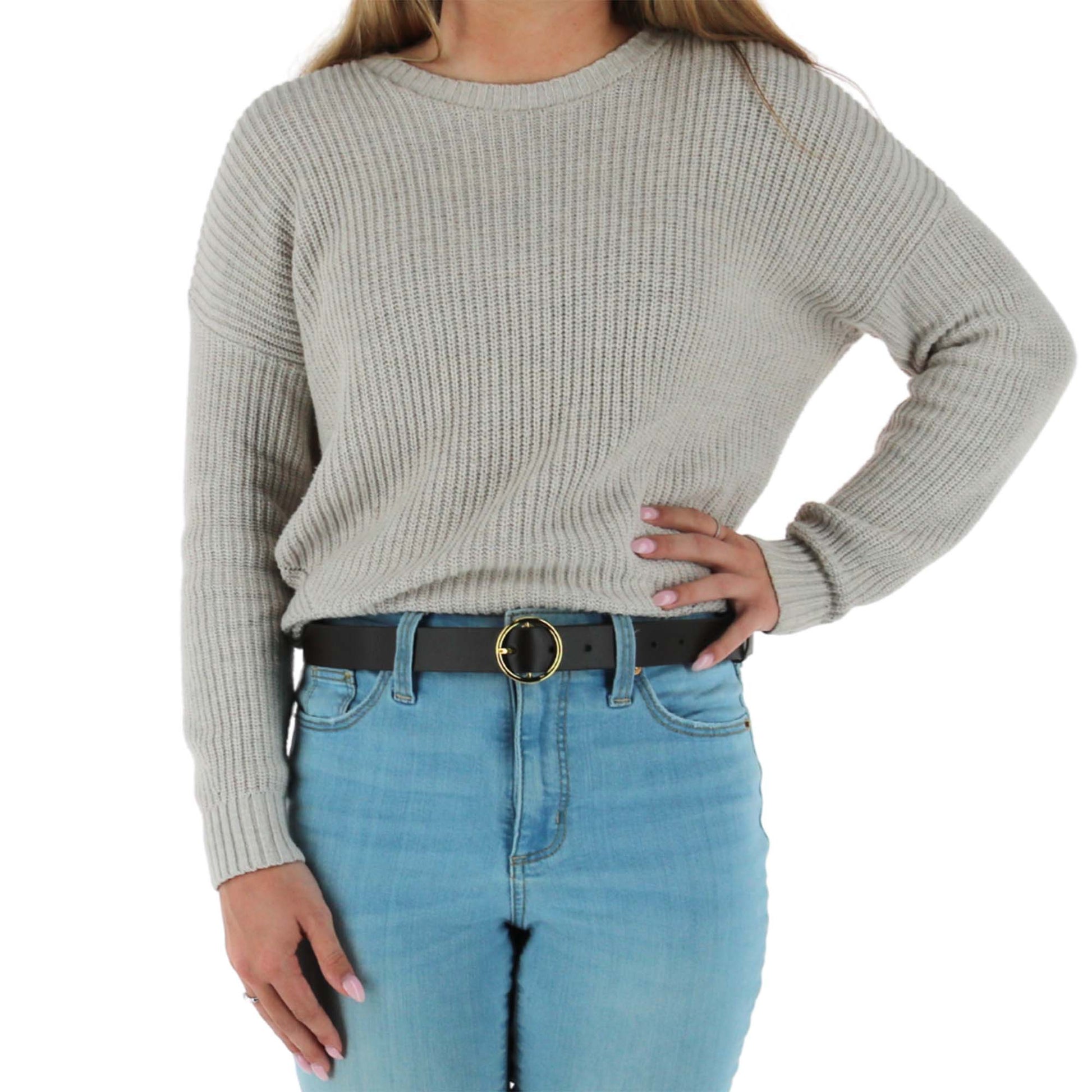CTM® Women's Thick Rounded Buckle Belt - Brown