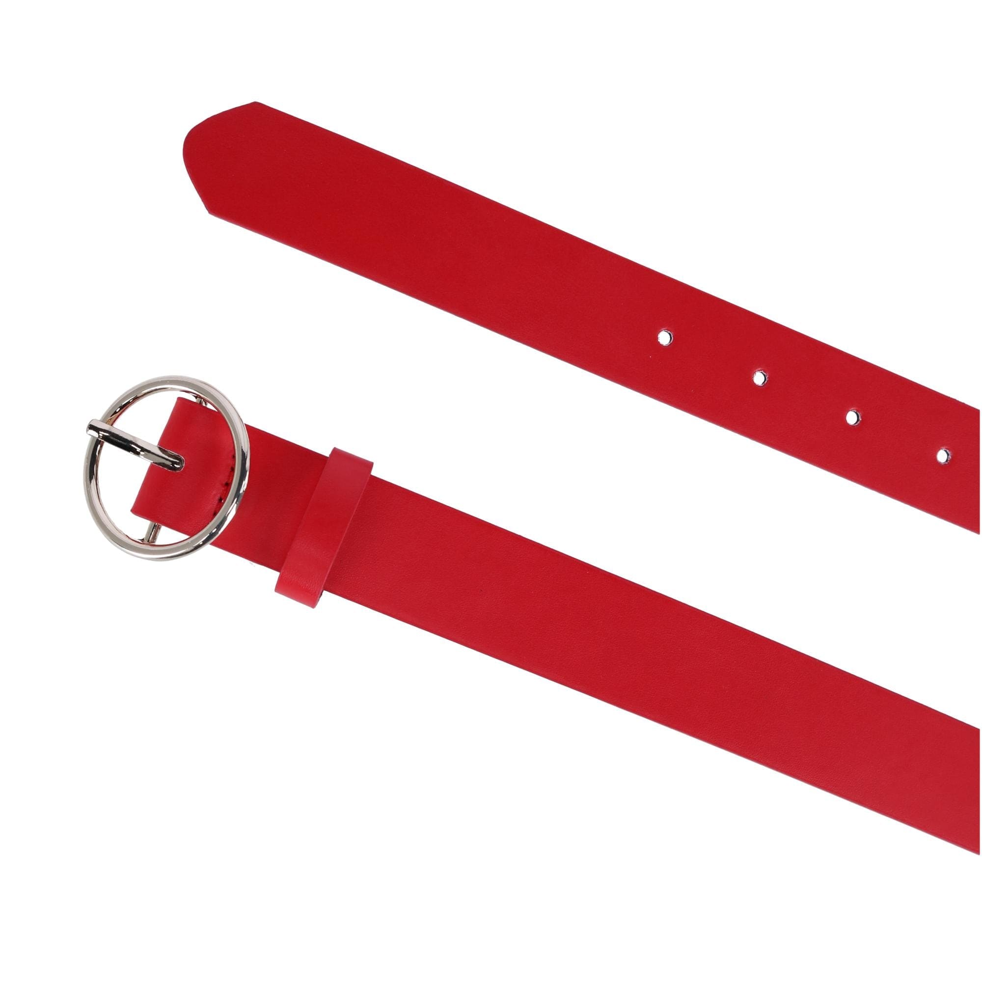 CTM® Women's Thick Rounded Buckle Belt - Red