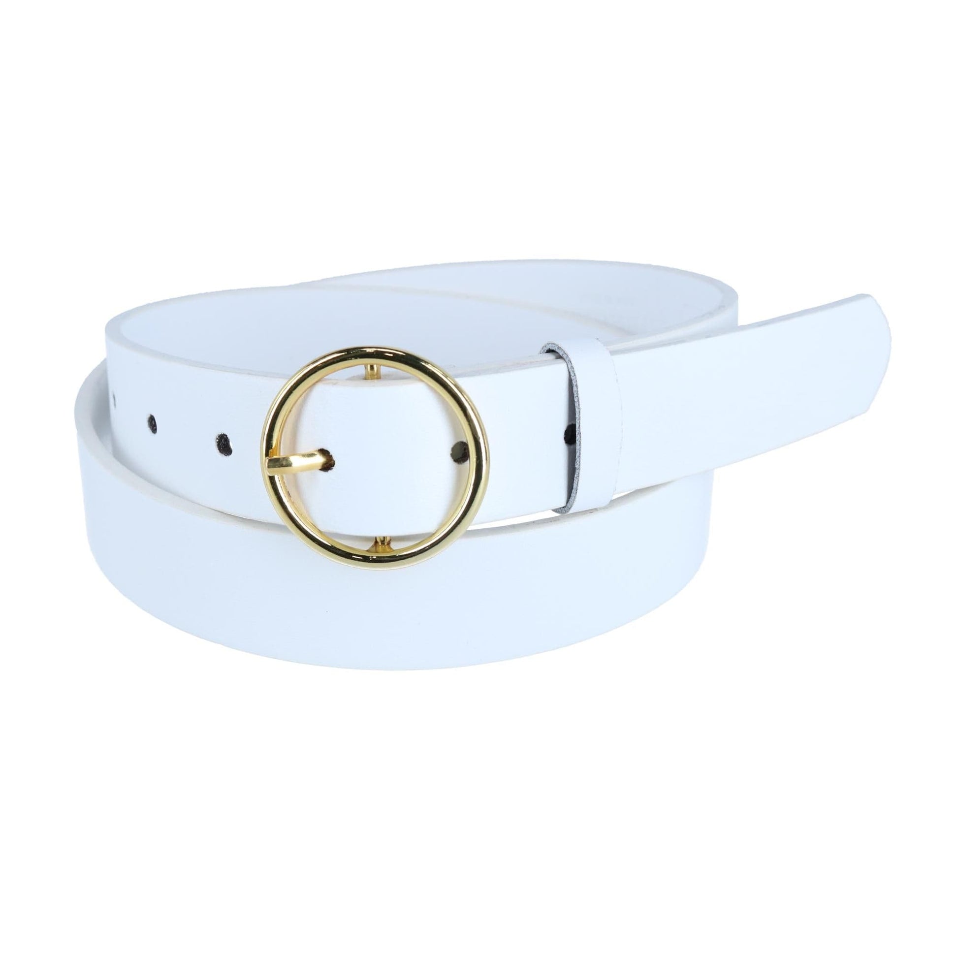CTM® Women's Thick Rounded Buckle Belt - White