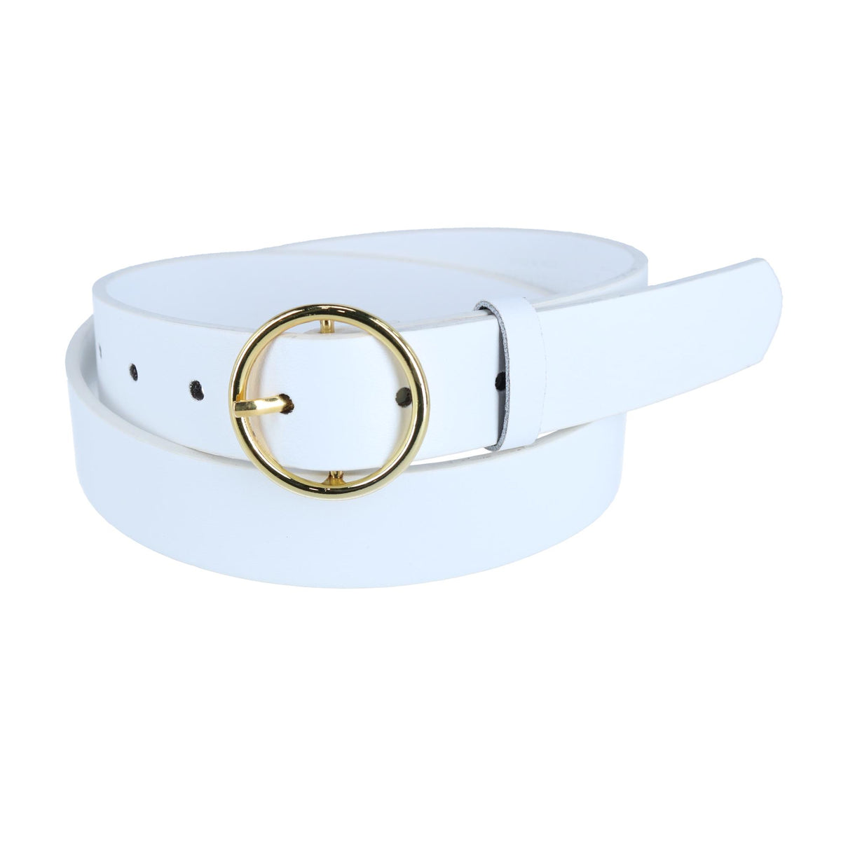 CTM® Women's Thick Rounded Buckle Belt - White