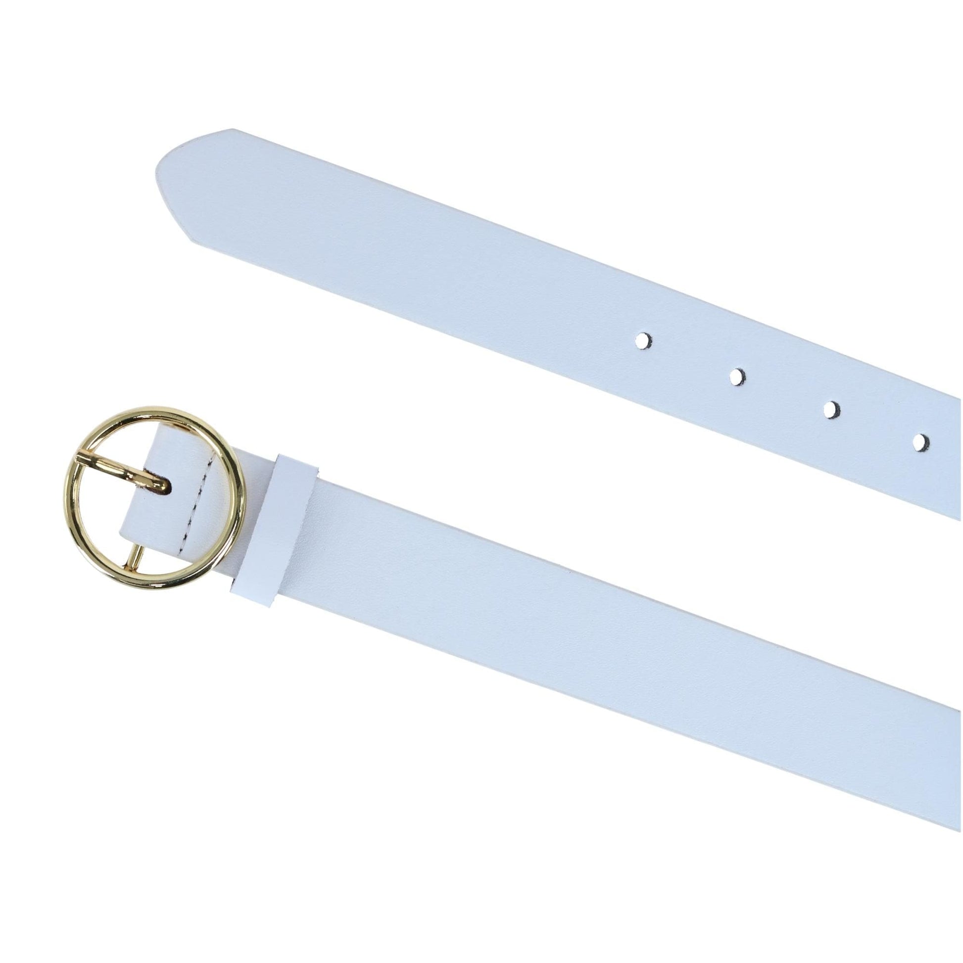 CTM® Women's Thick Rounded Buckle Belt - White