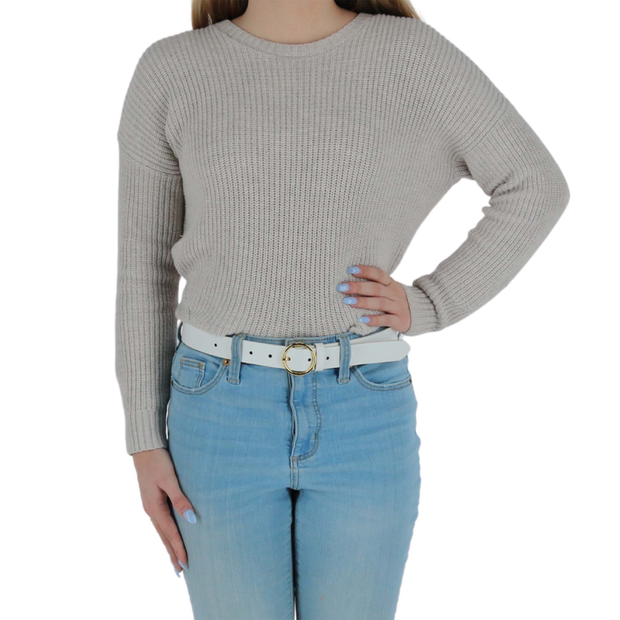 CTM® Women's Thick Rounded Buckle Belt - White
