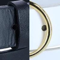 CTM® Women's Thick Rounded Buckle Belt (Pack of 2) - Black & White