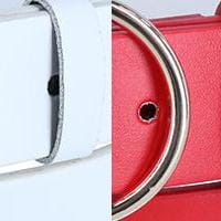 CTM® Women's Thick Rounded Buckle Belt (Pack of 2) - White & Red