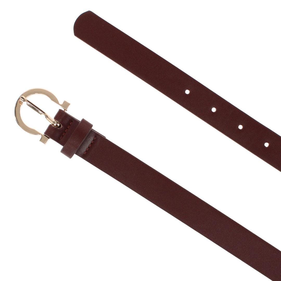 CTM® Women's 1-Inch Wide Leather Belt with Gold Buckle - Brown