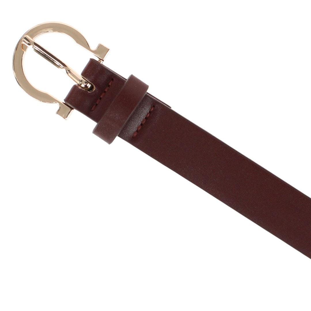 CTM® Women's 1-Inch Wide Leather Belt with Gold Buckle - Brown