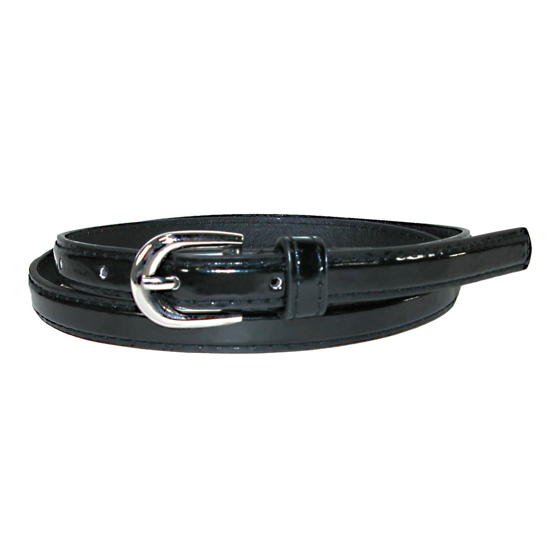 CTM® Women's 1/2 Inch Skinny Dress Belt Patent Faux Leather
