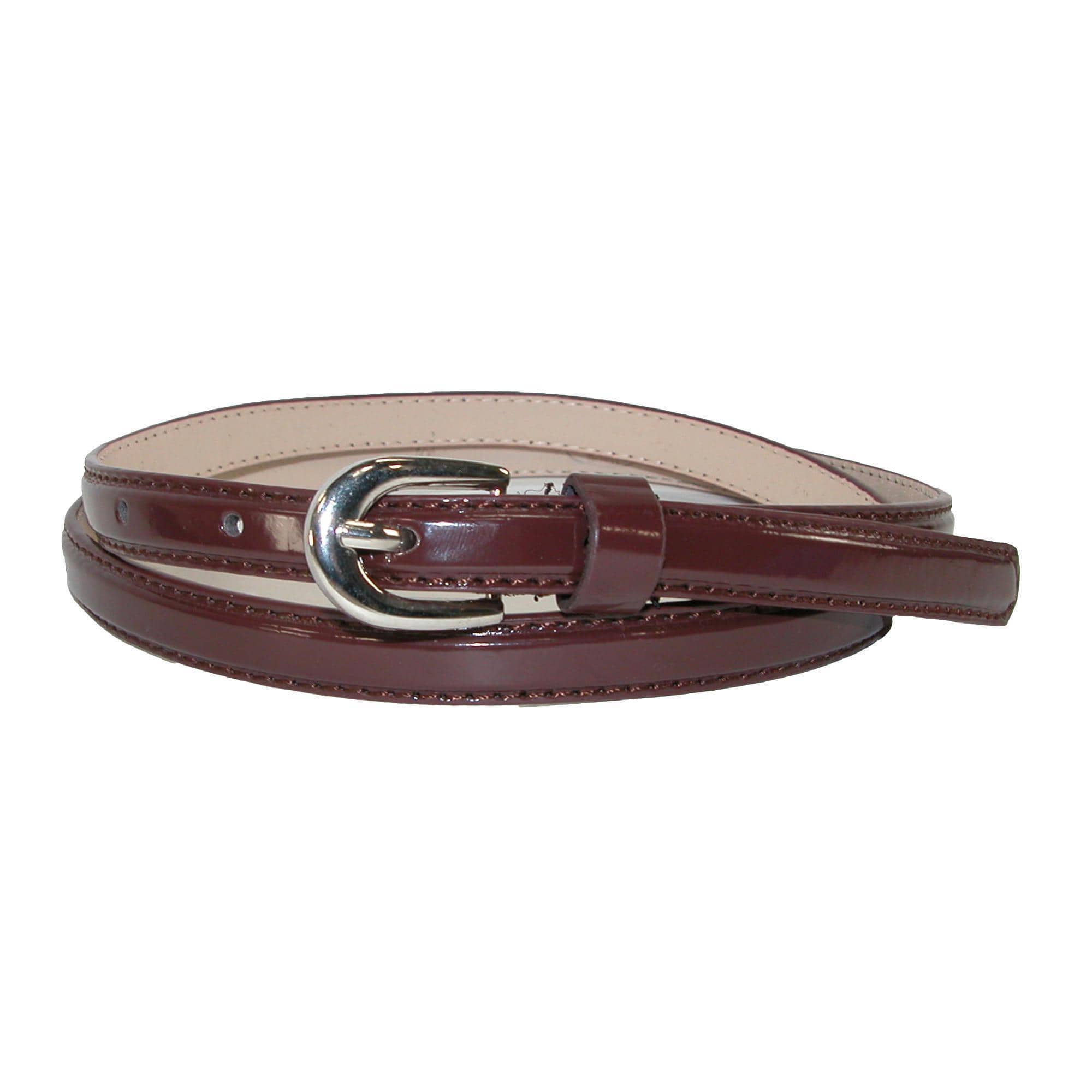 CTM® Women's 1/2 Inch Skinny Dress Belt Patent Faux Leather - Brown