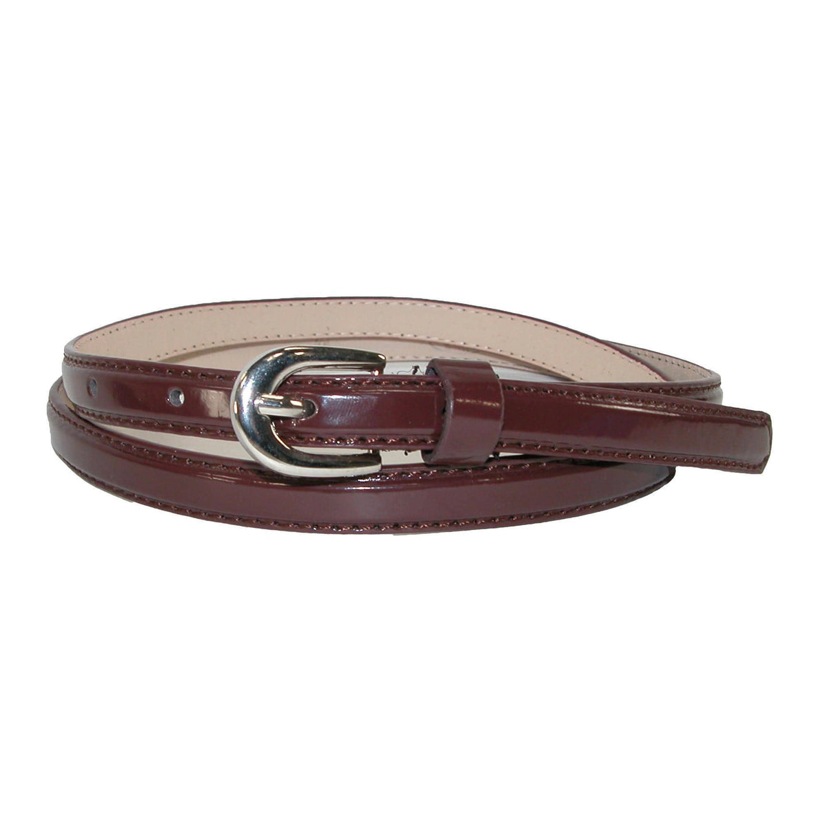 CTM® Women's 1/2 Inch Skinny Dress Belt Patent Faux Leather