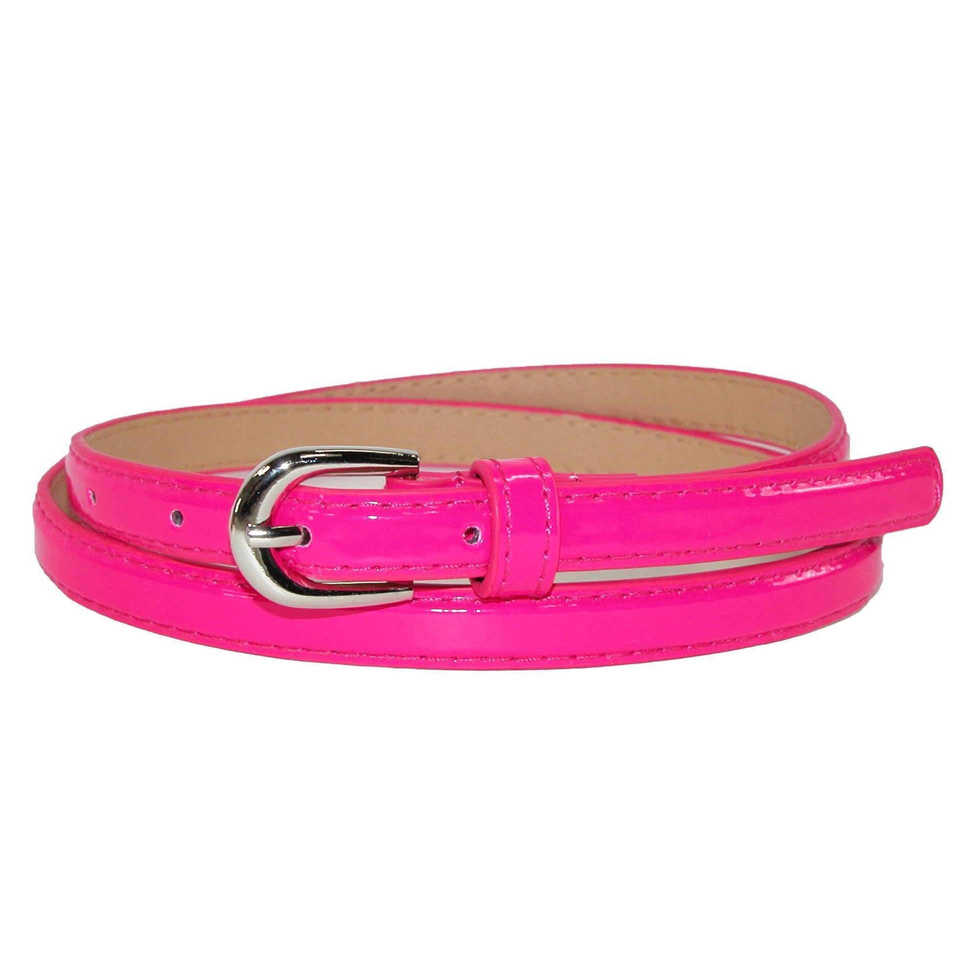 CTM® Women's 1/2 Inch Skinny Dress Belt Patent Faux Leather