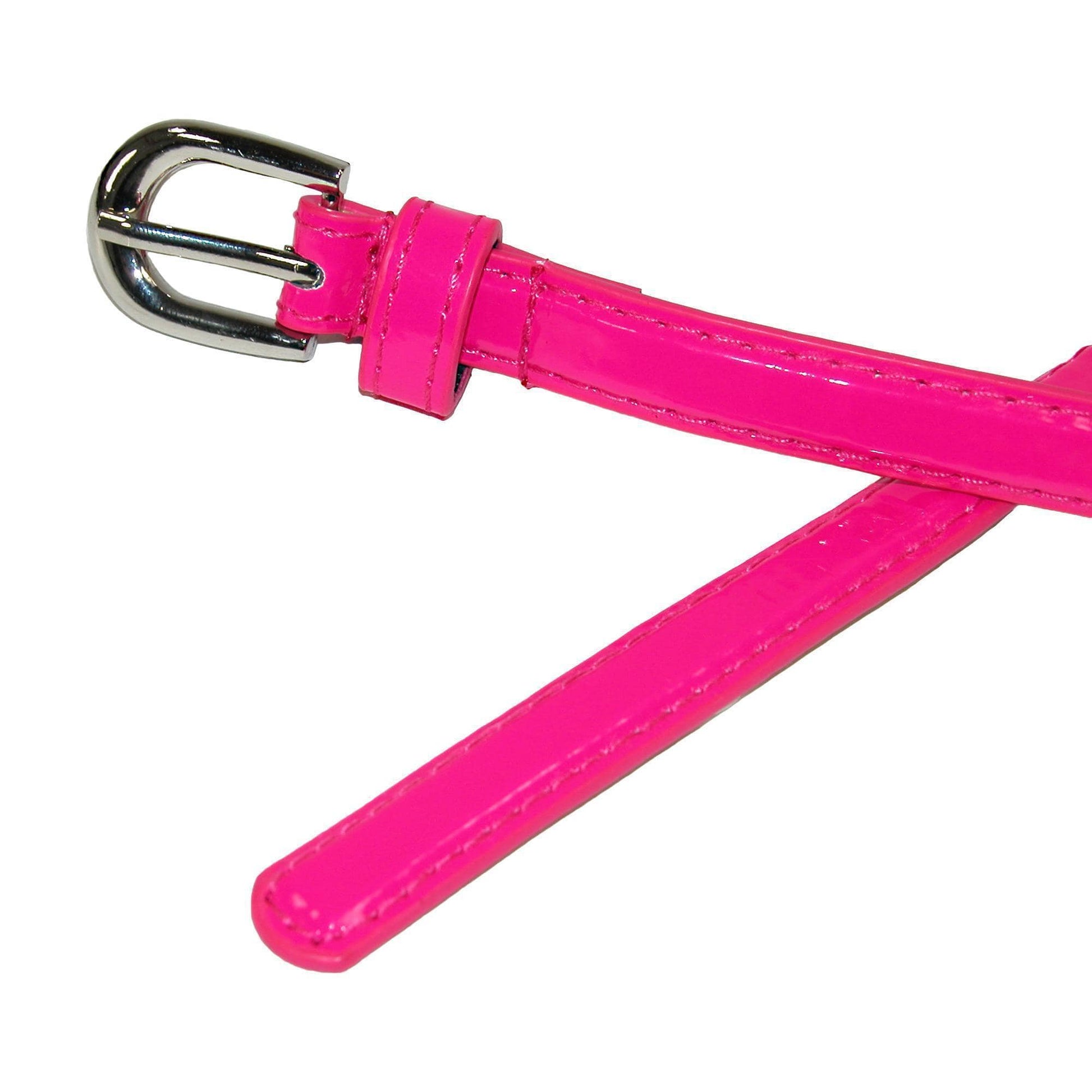 CTM® Women's 1/2 Inch Skinny Dress Belt Patent Faux Leather - Dark Pink