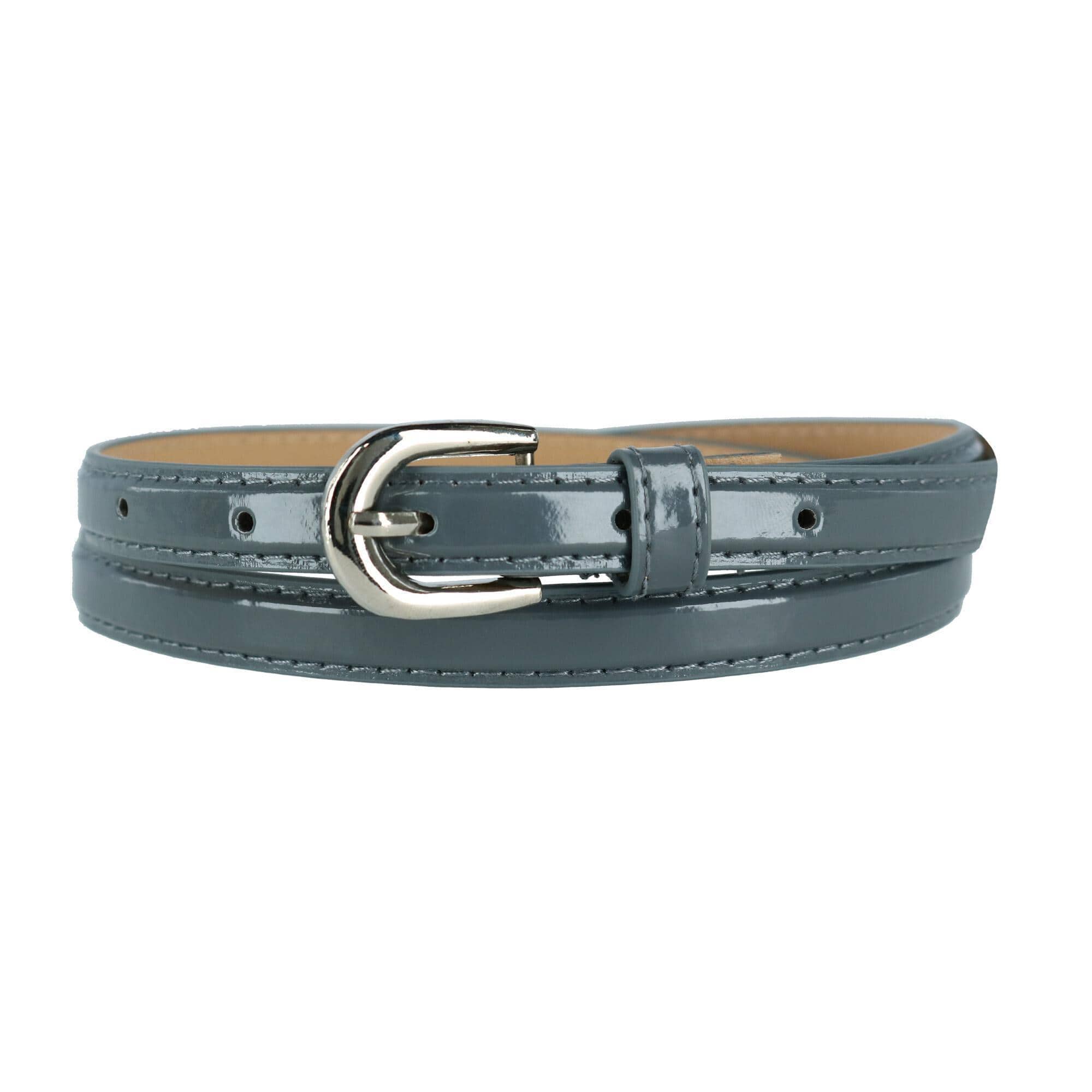 CTM® Women's 1/2 Inch Skinny Dress Belt Patent Faux Leather