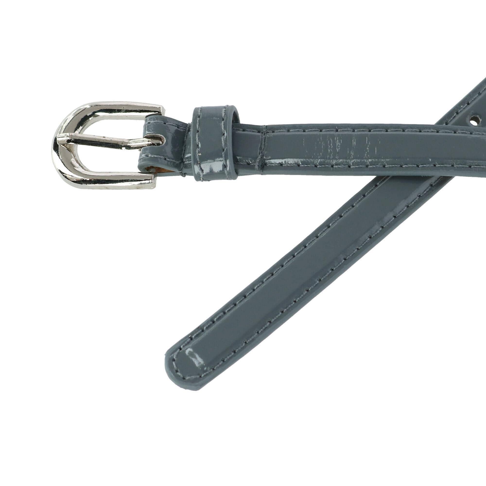 CTM® Women's 1/2 Inch Skinny Dress Belt Patent Faux Leather - Grey