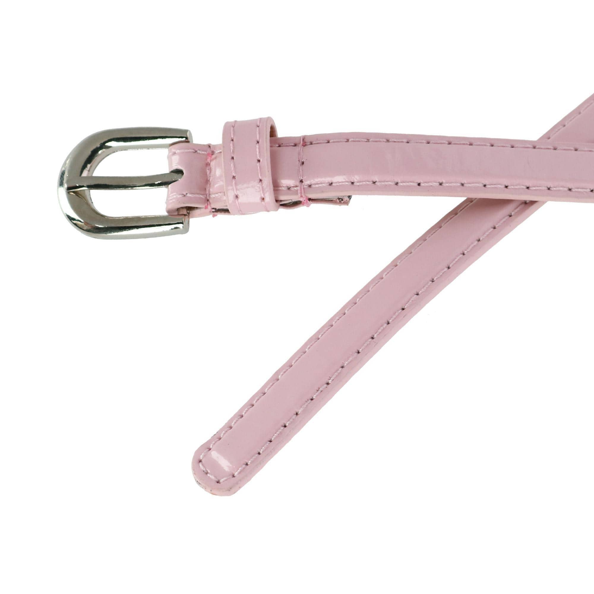 CTM® Women's 1/2 Inch Skinny Dress Belt Patent Faux Leather - Light Pink