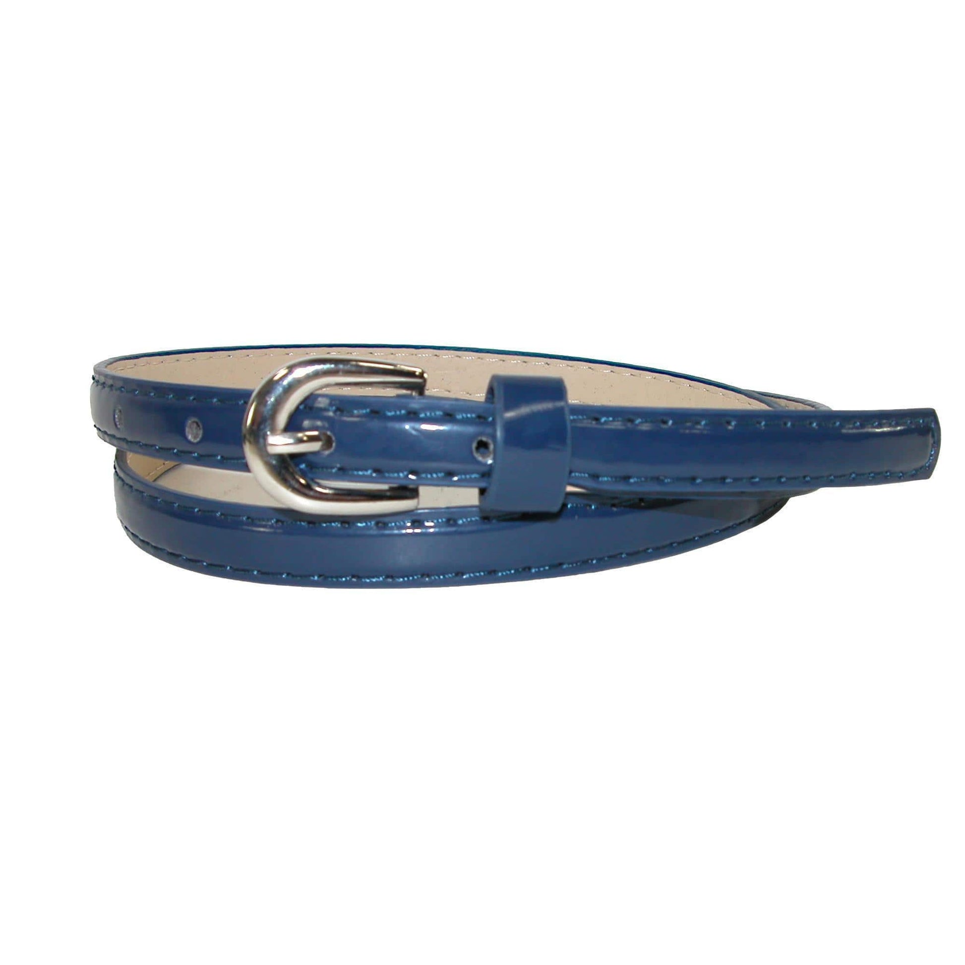 CTM® Women's 1/2 Inch Skinny Dress Belt Patent Faux Leather - Navy