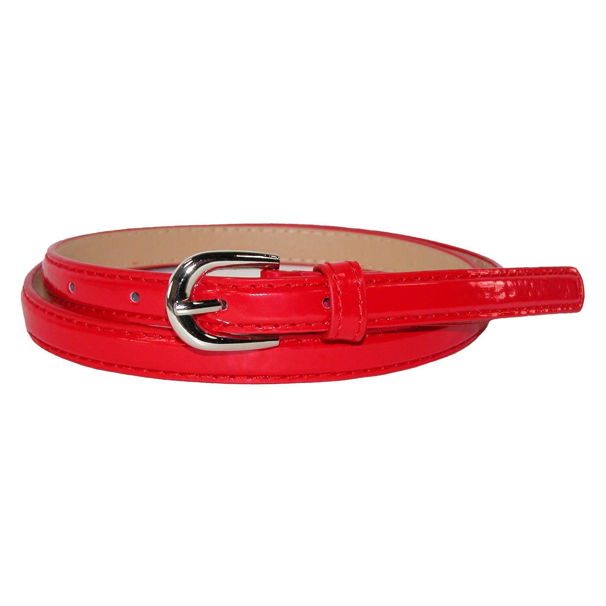 CTM® Women's 1/2 Inch Skinny Dress Belt Patent Faux Leather