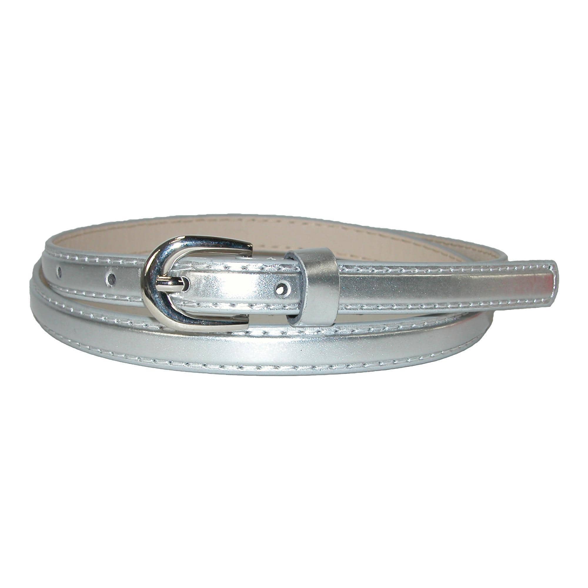 CTM® Women's 1/2 Inch Skinny Dress Belt Patent Faux Leather - Silver