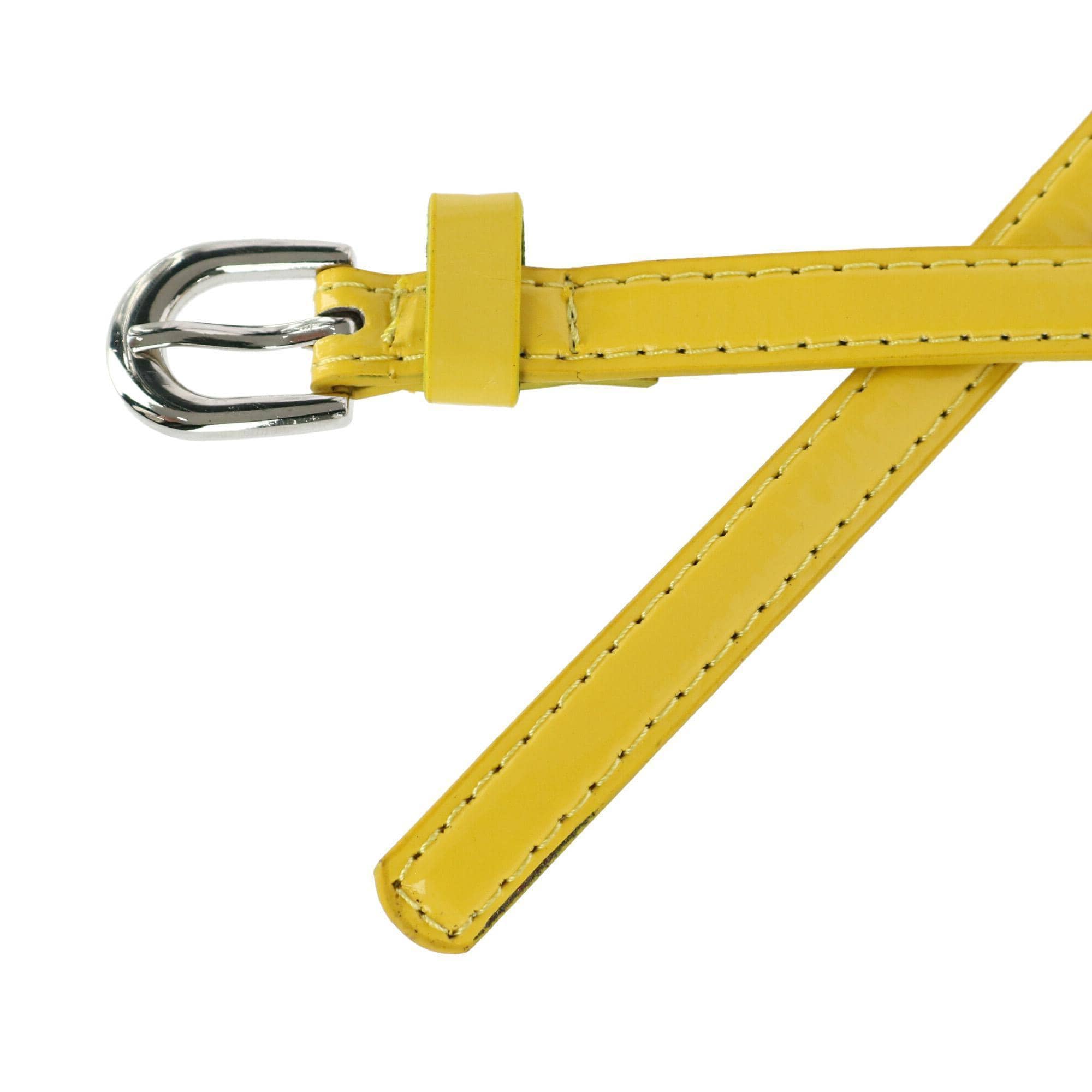 CTM® Women's 1/2 Inch Skinny Dress Belt Patent Faux Leather - Yellow